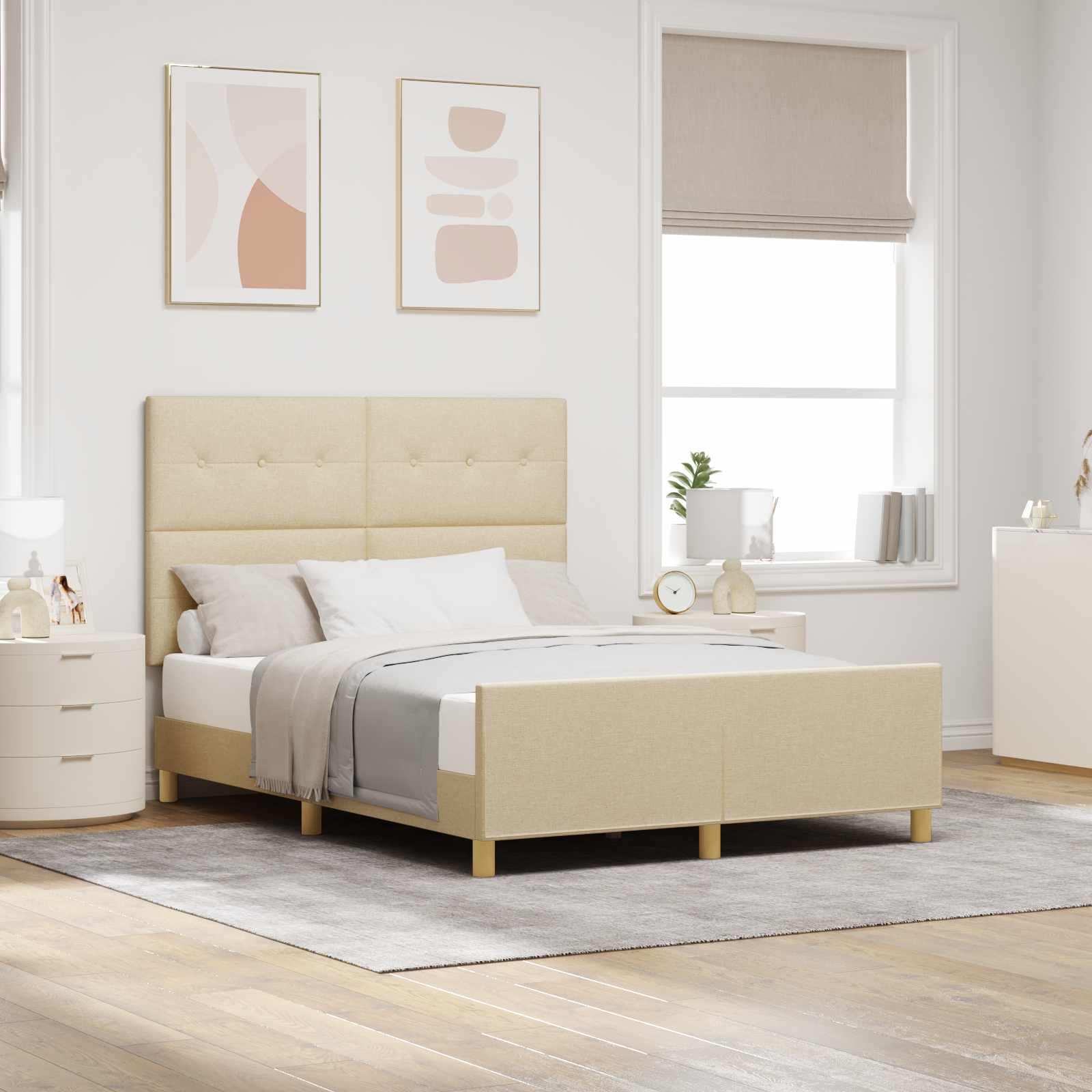 Thumbnail - vidaXL Bettgestell Creme 140x190 cm Stoff