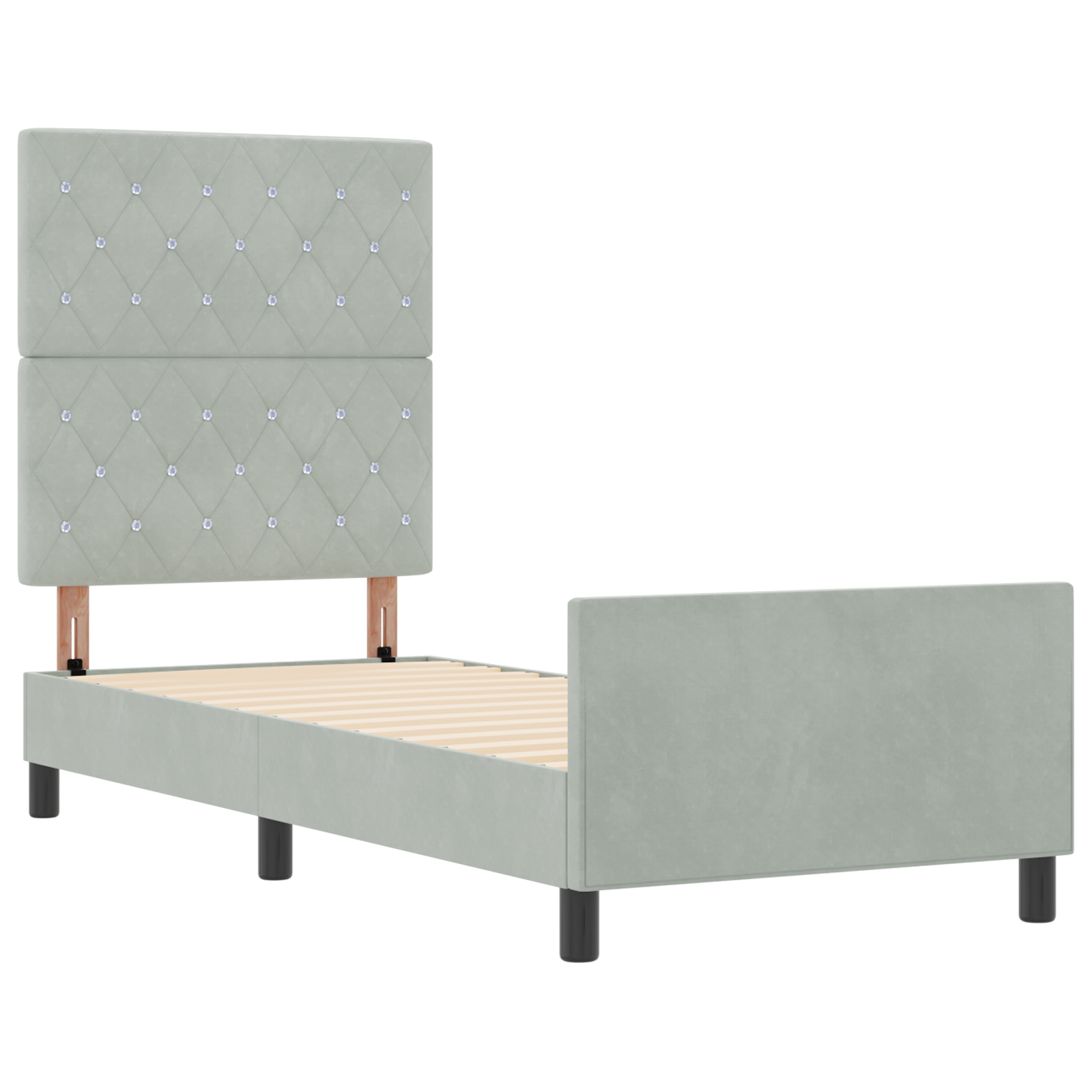 Light Grey Velvet Bed Frame 80x200 cm - Image 6