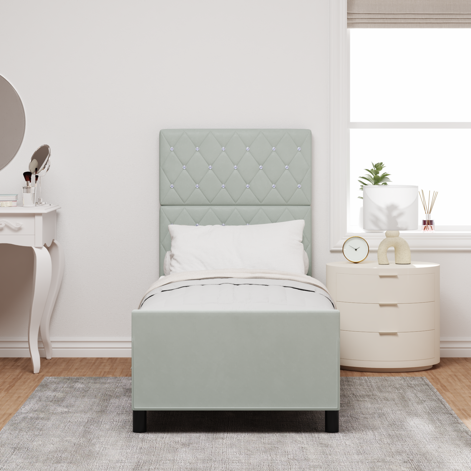 Light Grey Velvet Bed Frame 80x200 cm - Image 5