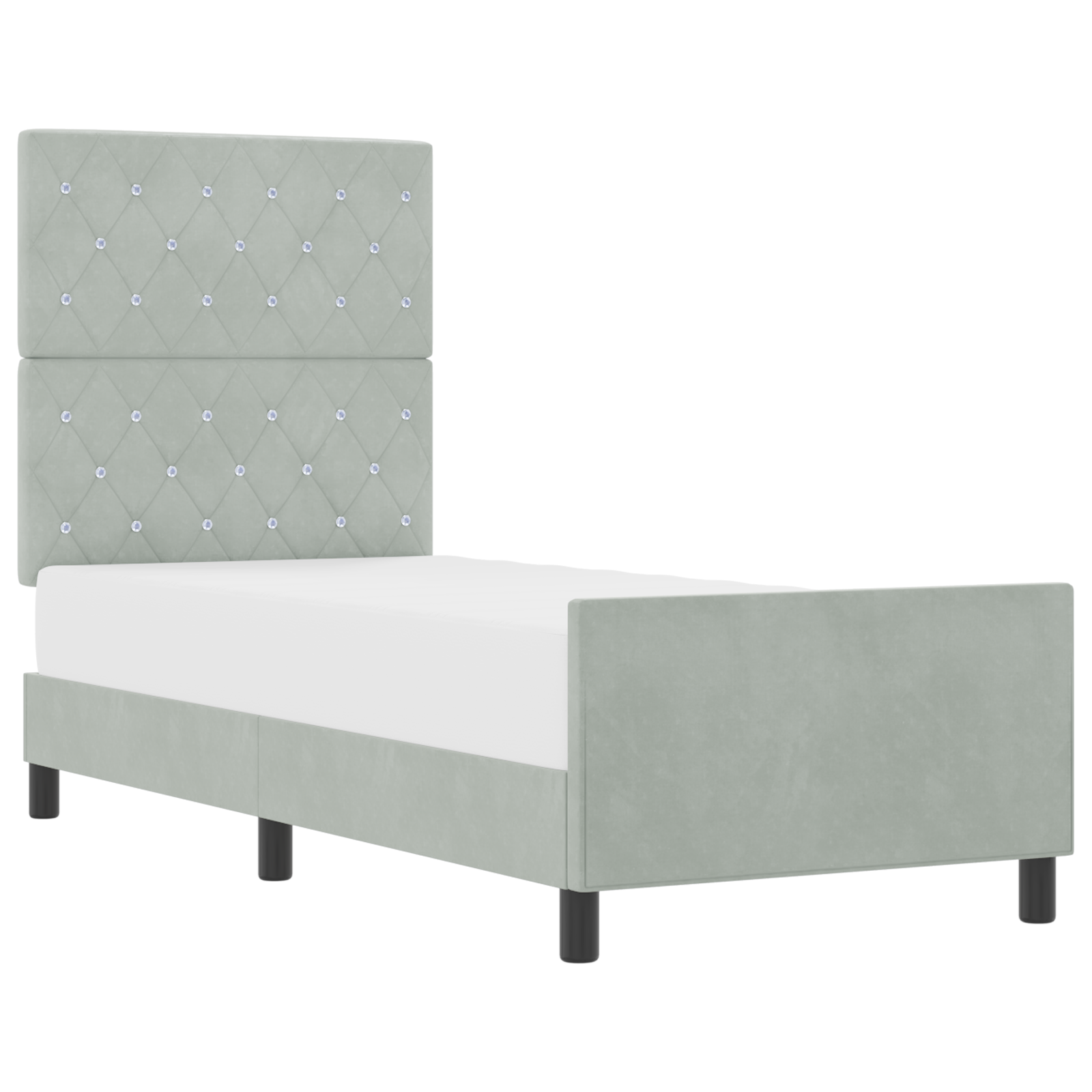 Light Grey Velvet Bed Frame 80x200 cm - Image 2