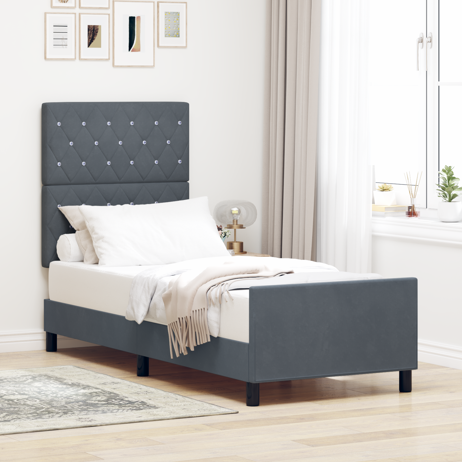 Bed Frame Dark Grey 80x200 cm Velvet