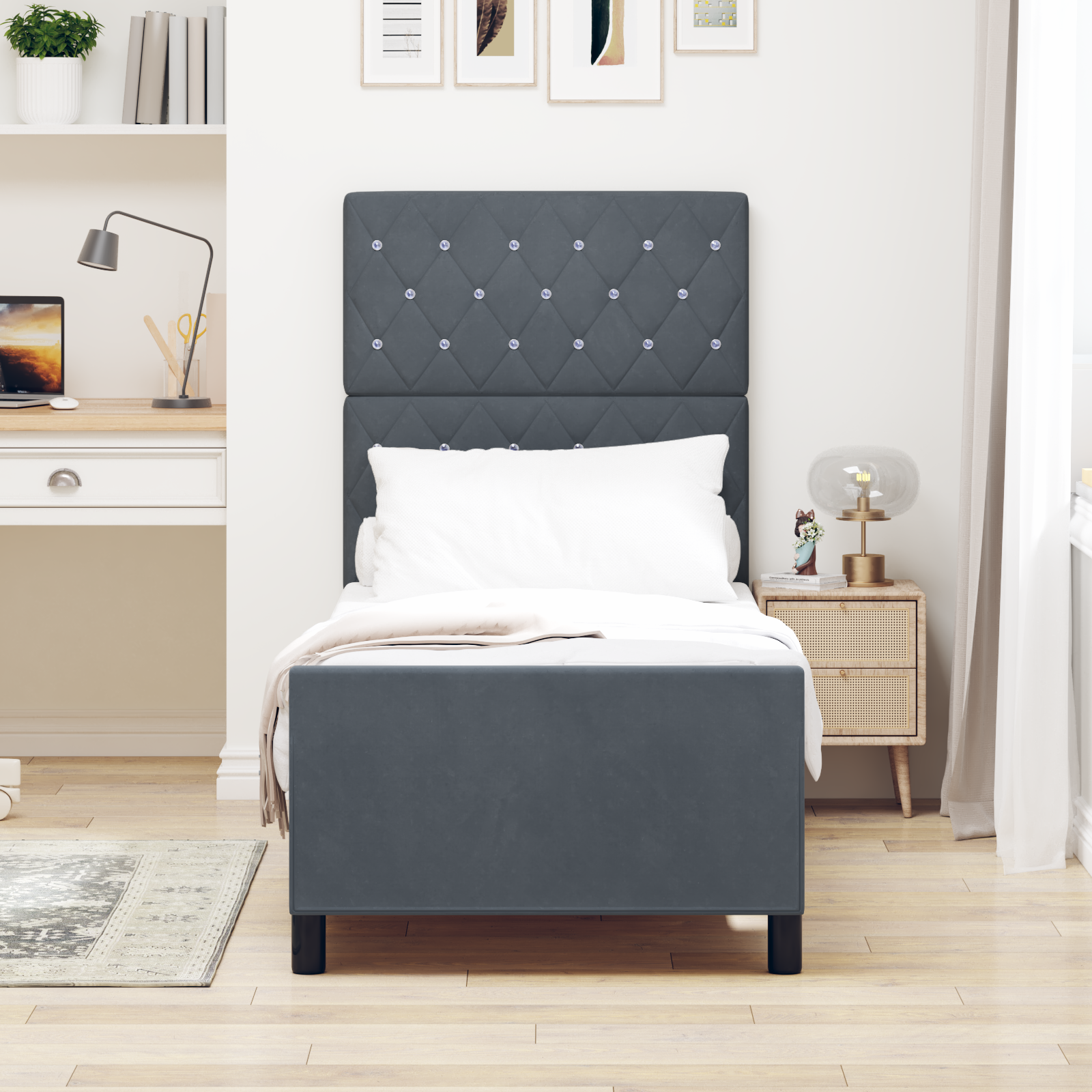 Bed Frame Dark Grey 80x200 cm Velvet - Image 4