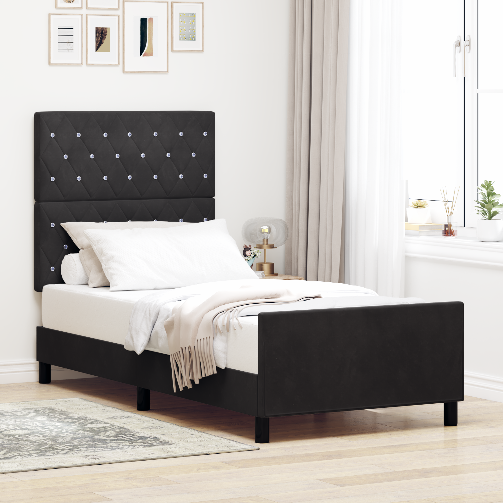 Bed Frame Black 90x200 cm Velvet