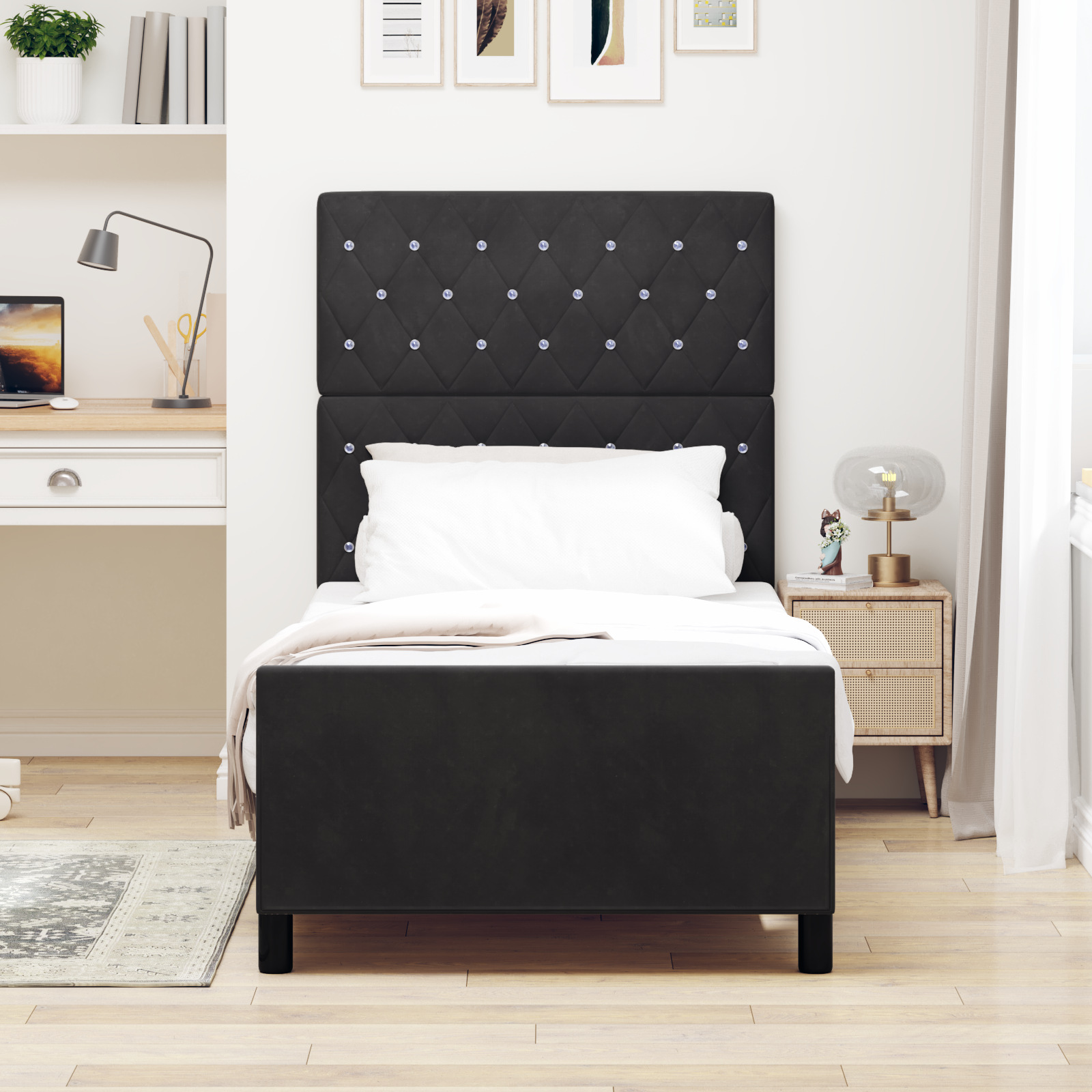 Bed Frame Black 90x200 cm Velvet - Image 5