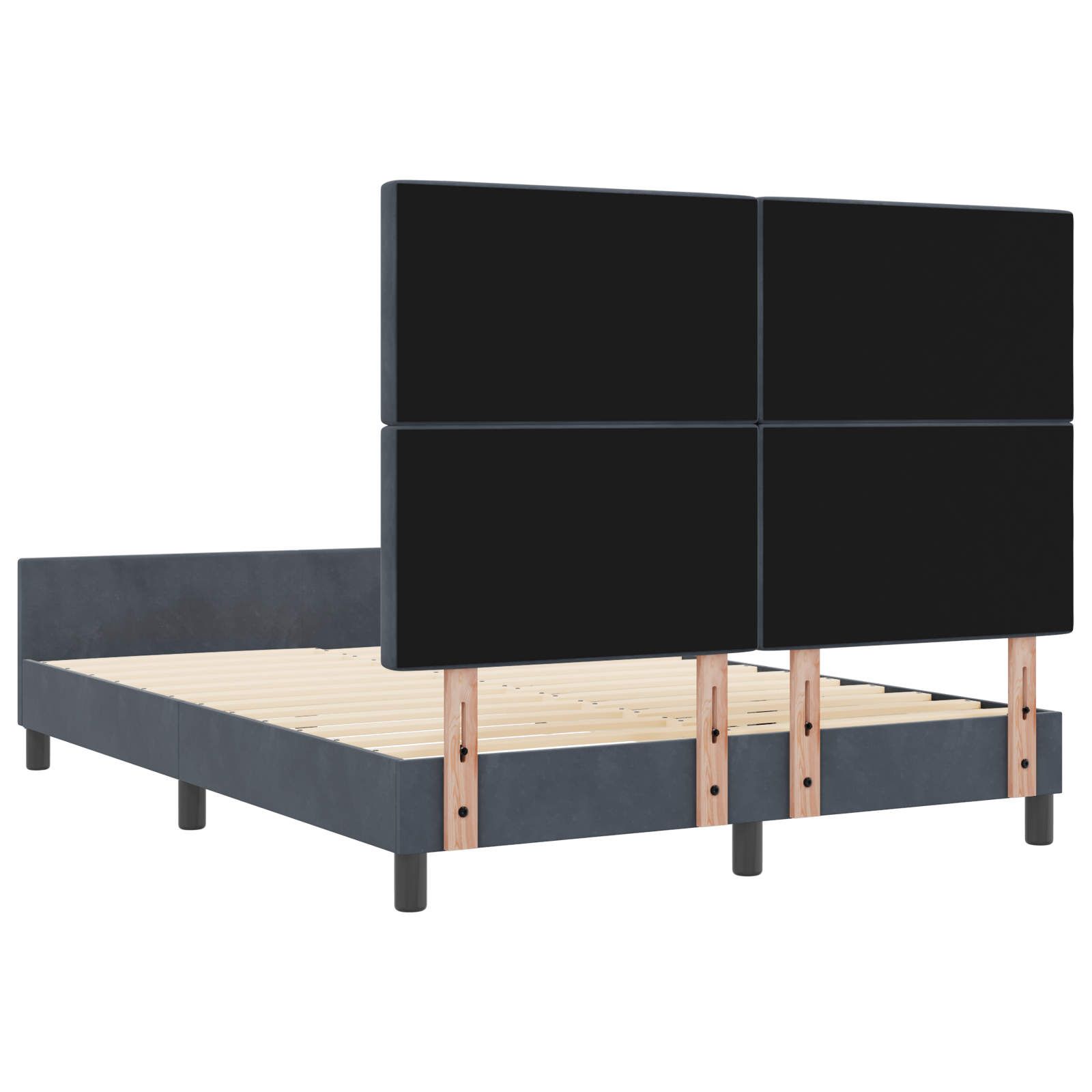 Lovos rėmas Tamsiai pilkas 140x200 cm Aksomas - Image 10