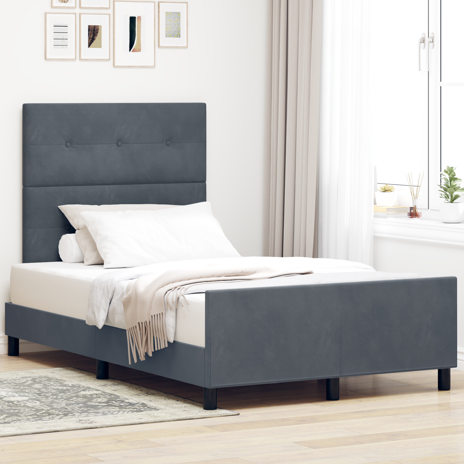 Bed Frame Dark Grey 120x200 cm Velvet