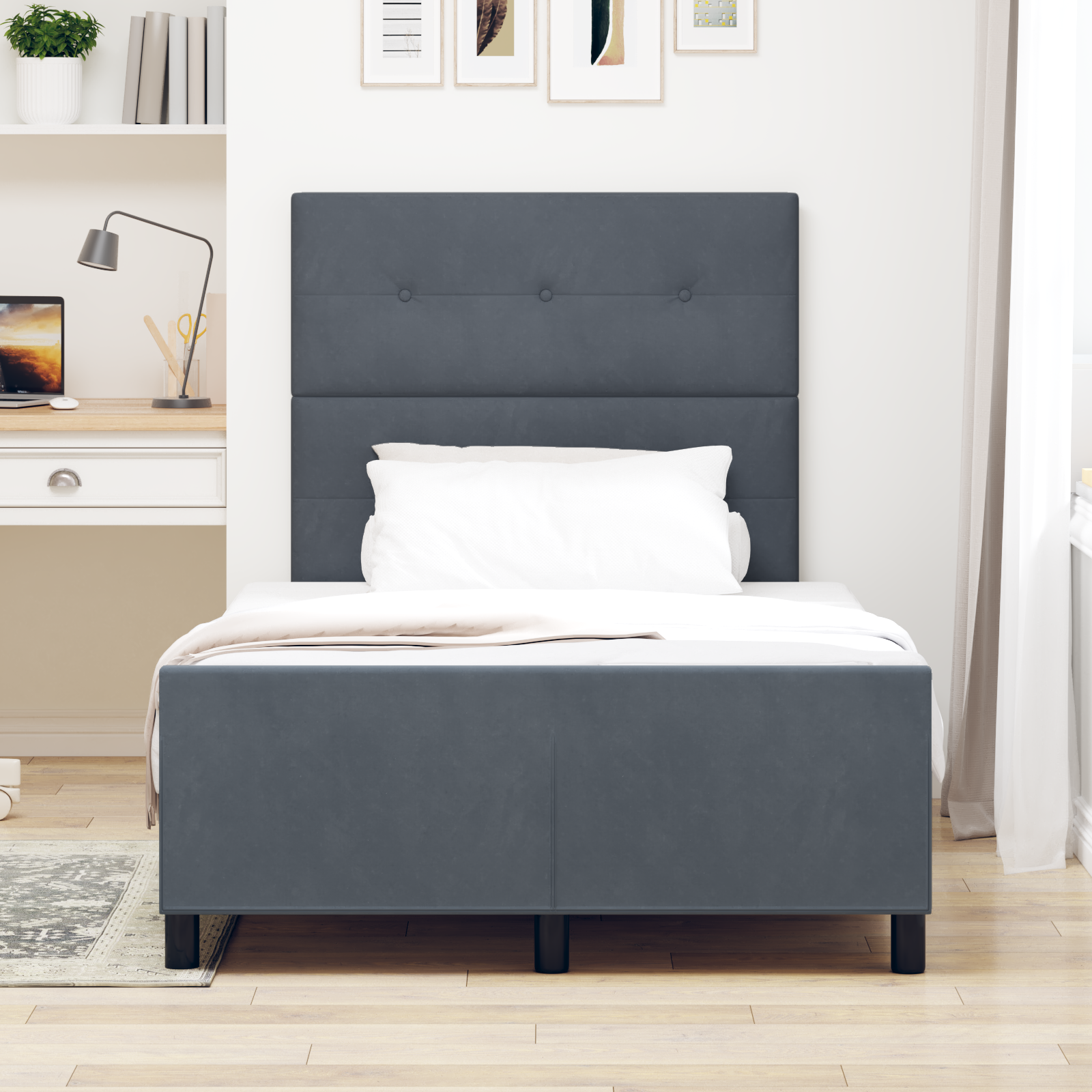 Bed Frame Dark Grey 120x200 cm Velvet - Image 5