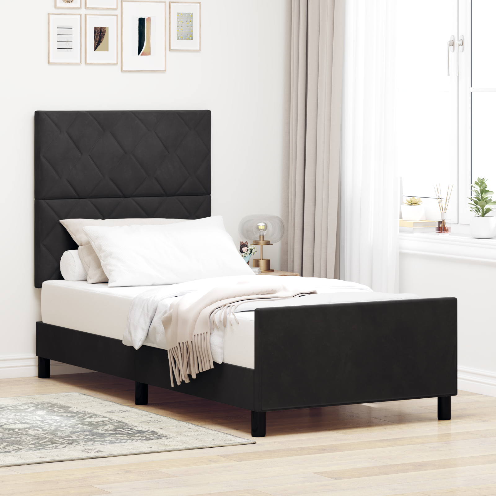 Lovos rėmas Juodas 90x200 cm Aksomas