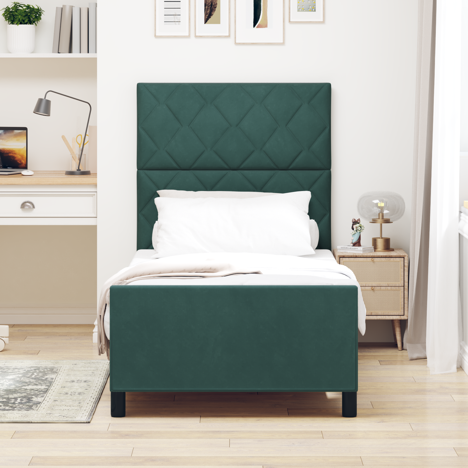 Bed Frame Dark Green 90x200 cm Velvet - Image 5