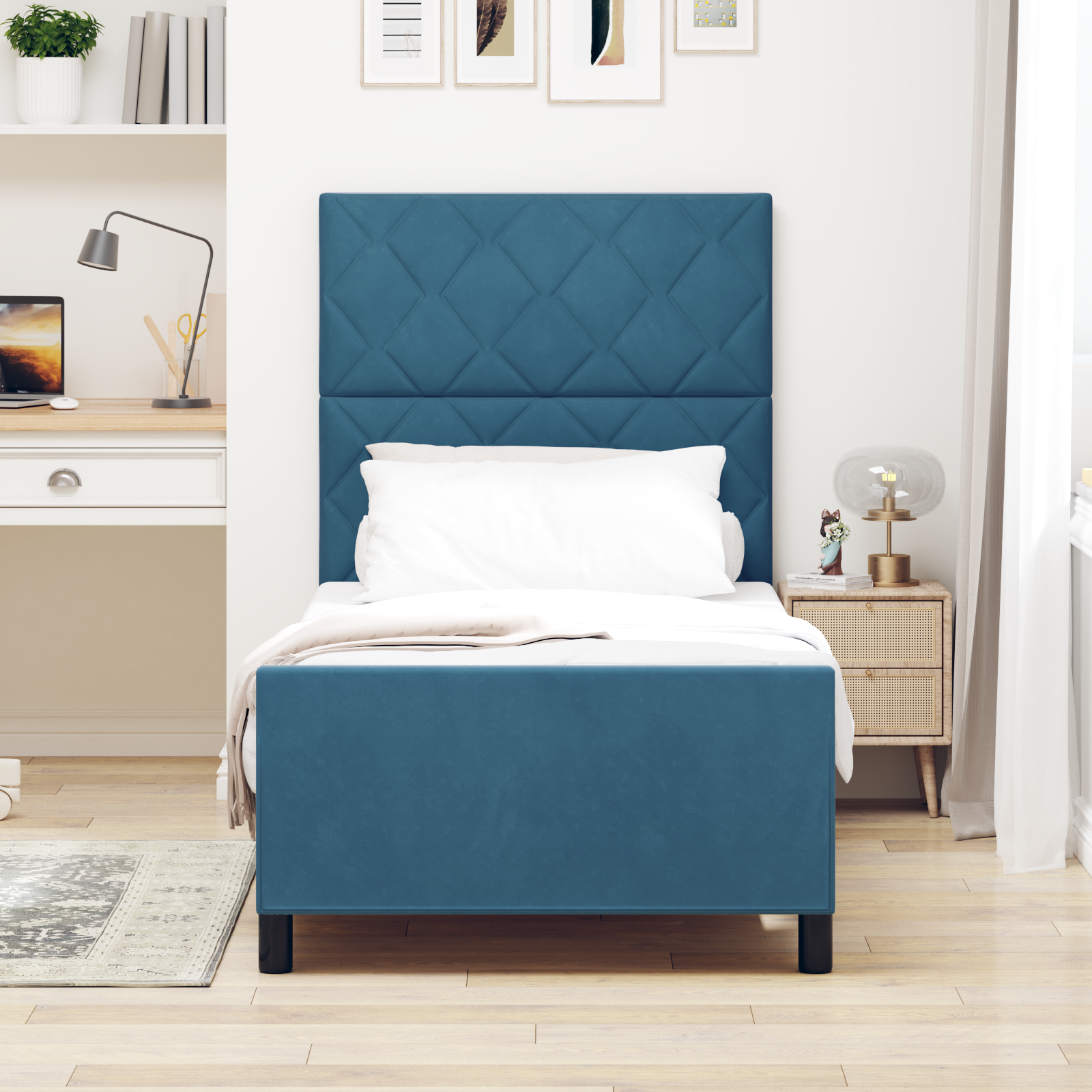 Bed Frame Dark Blue 90x200 cm Velvet - Image 5