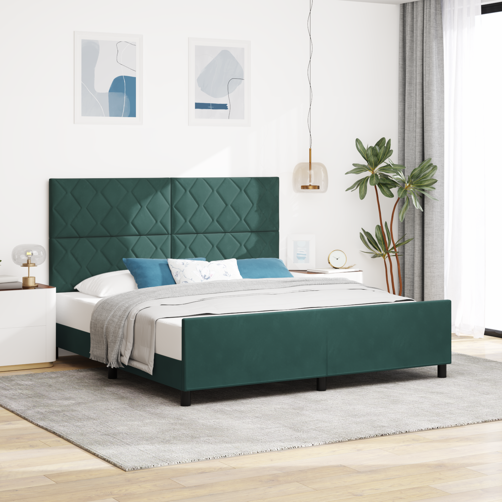 Bed Frame Dark Green 180x200 cm Velvet