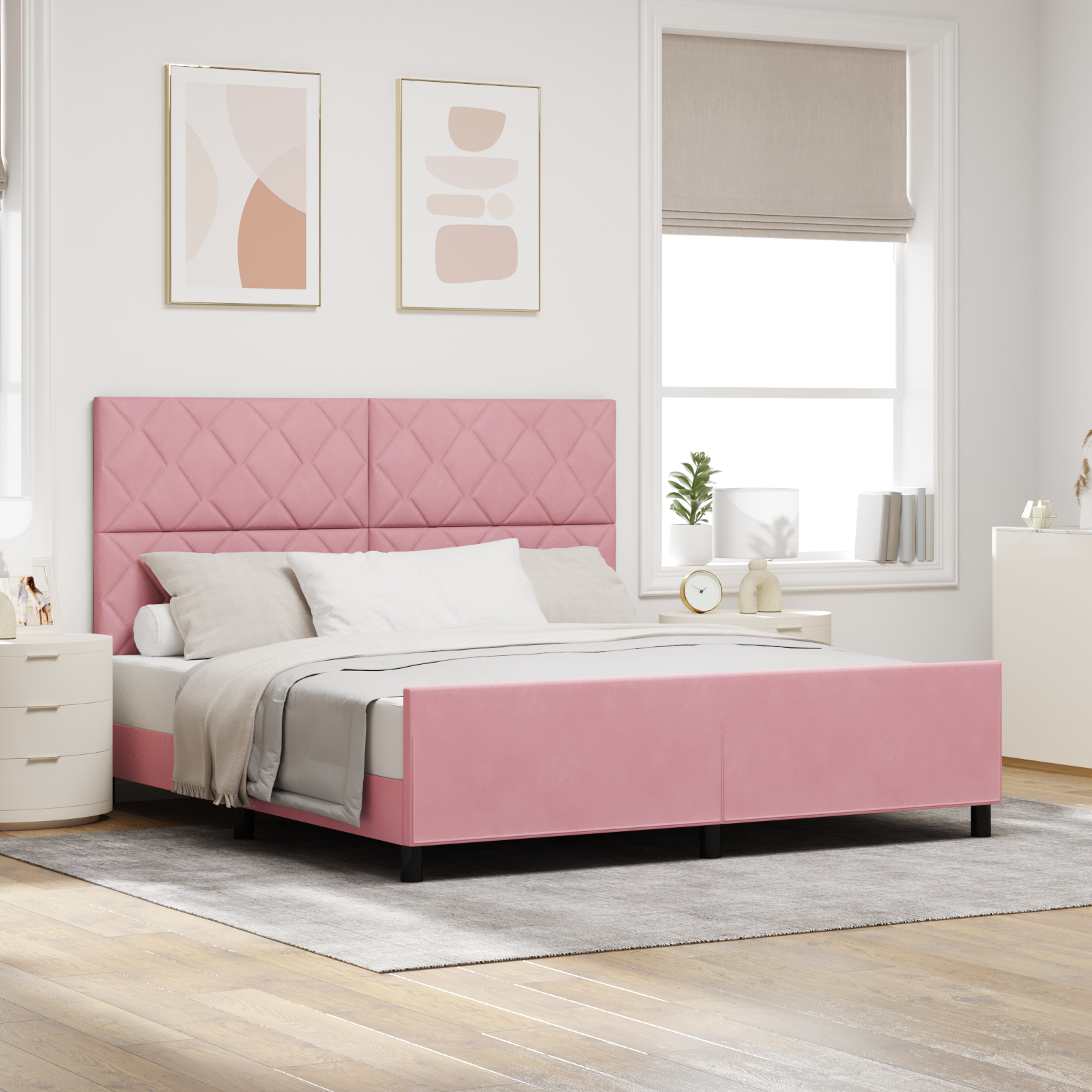 Letto Rosa 180x200 cm Velluto