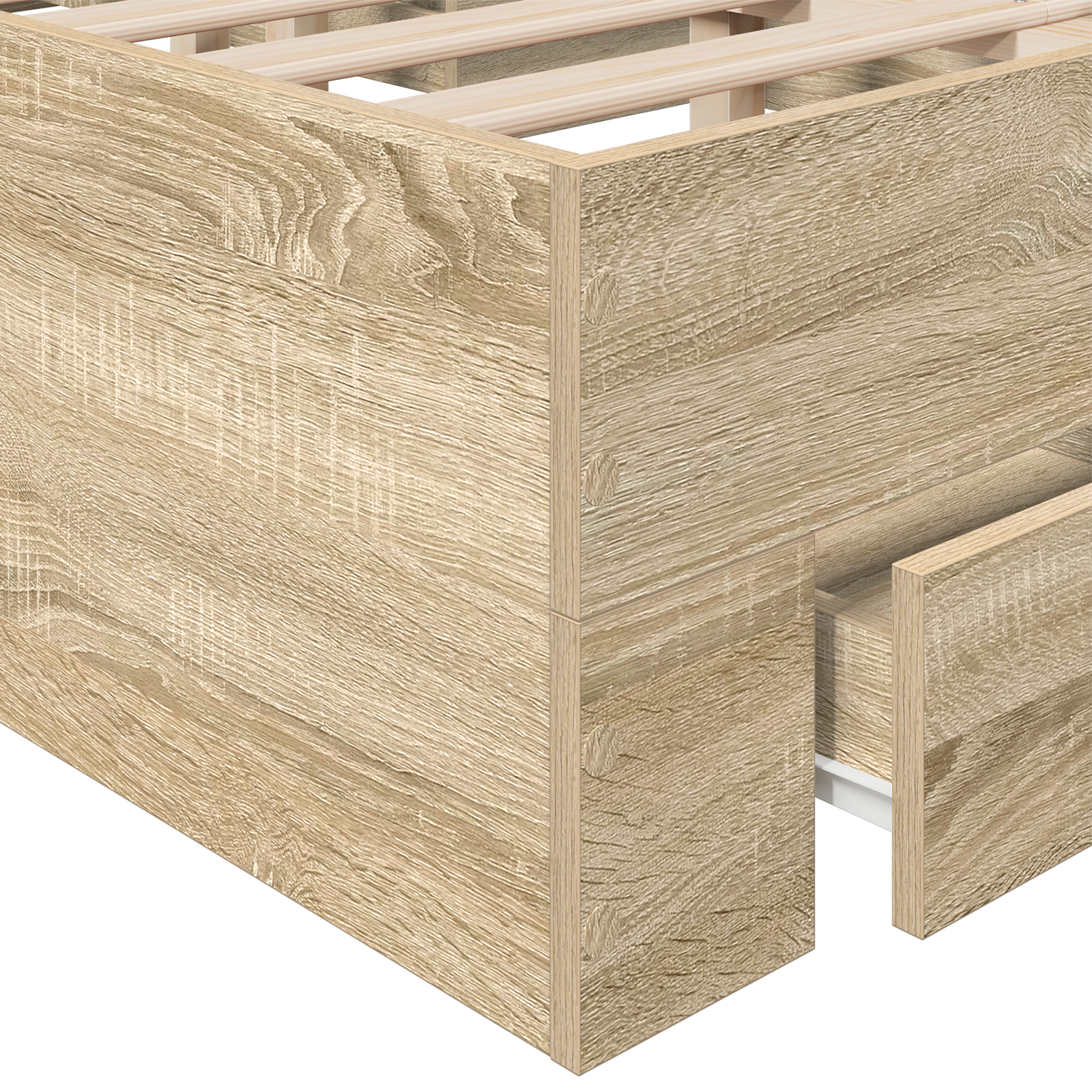 Bed Frame without Mattress with Drawers Double Engineered Wood - Image 8