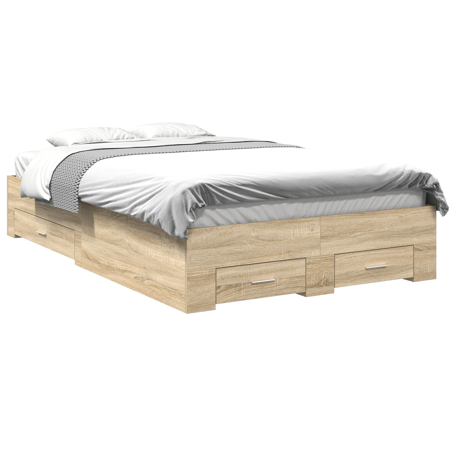 Thumbnail - vidaXL Bettgestell mit Schubladen Helle Eiche 120x190 cm Holzwerkstoff