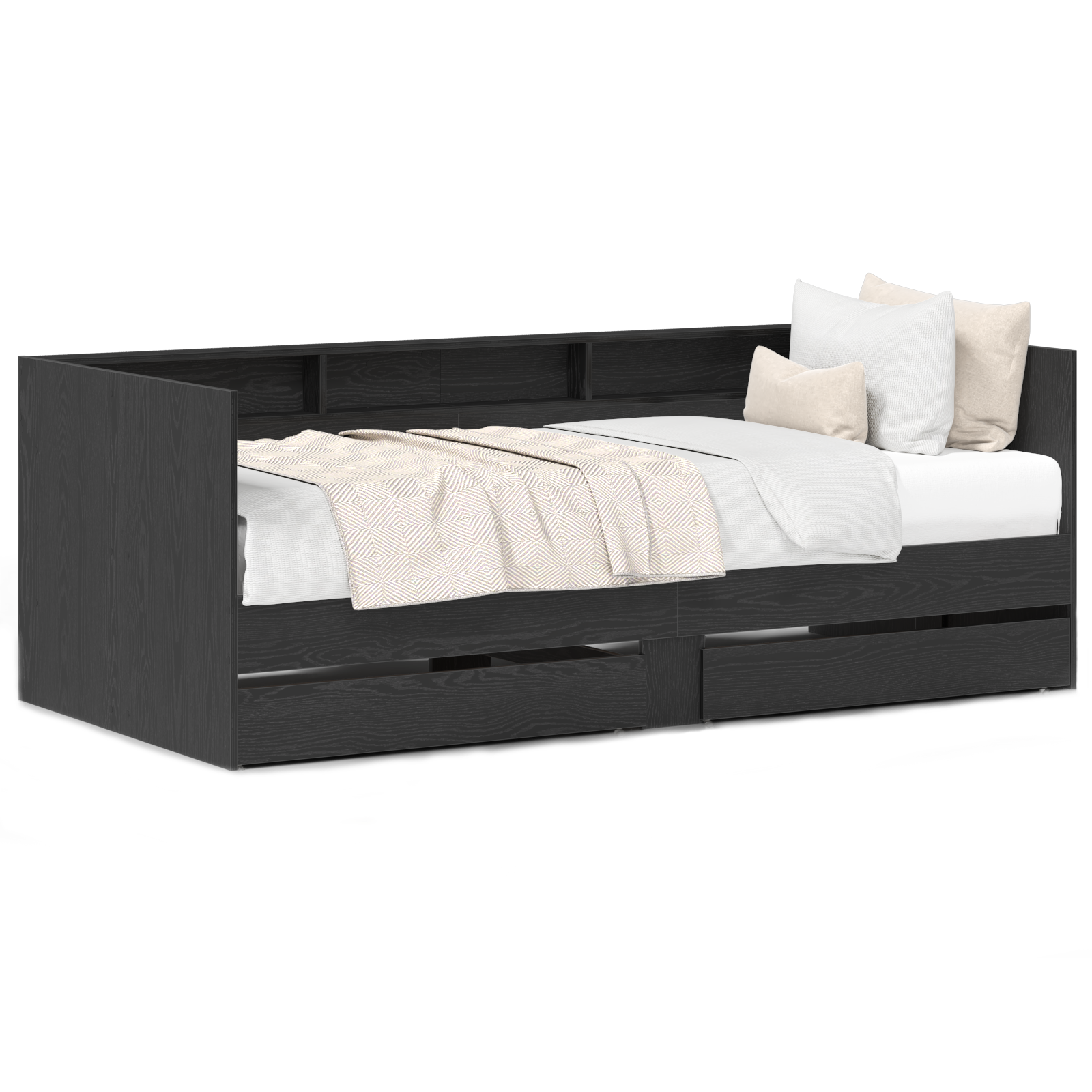 Day Bed with Drawers Concrete Grey 90x200 cm Engineered Wood - Image 4