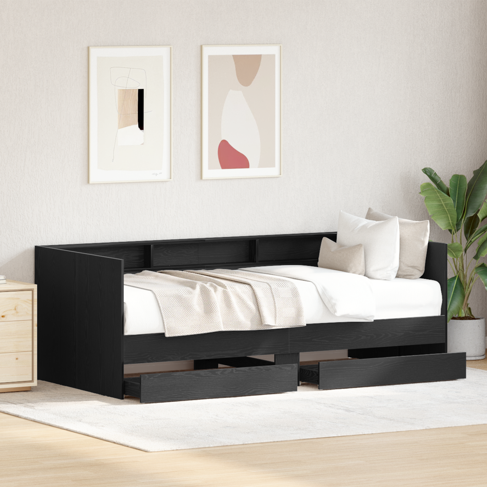 Day Bed with Drawers Concrete Grey 90x200 cm Engineered Wood - Image 5