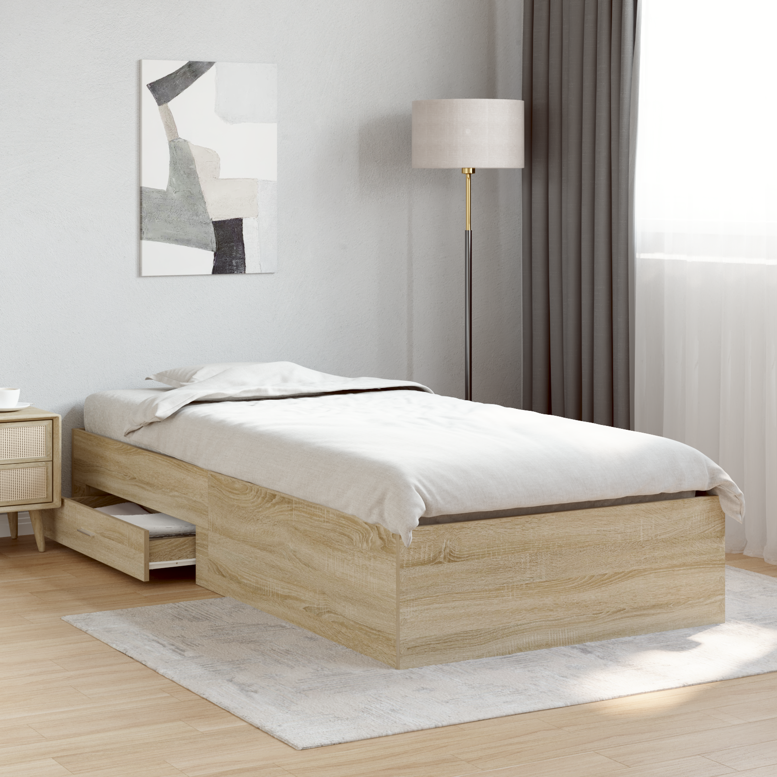 Bed Frame Sonoma Oak 90x190 cm Engineered Wood