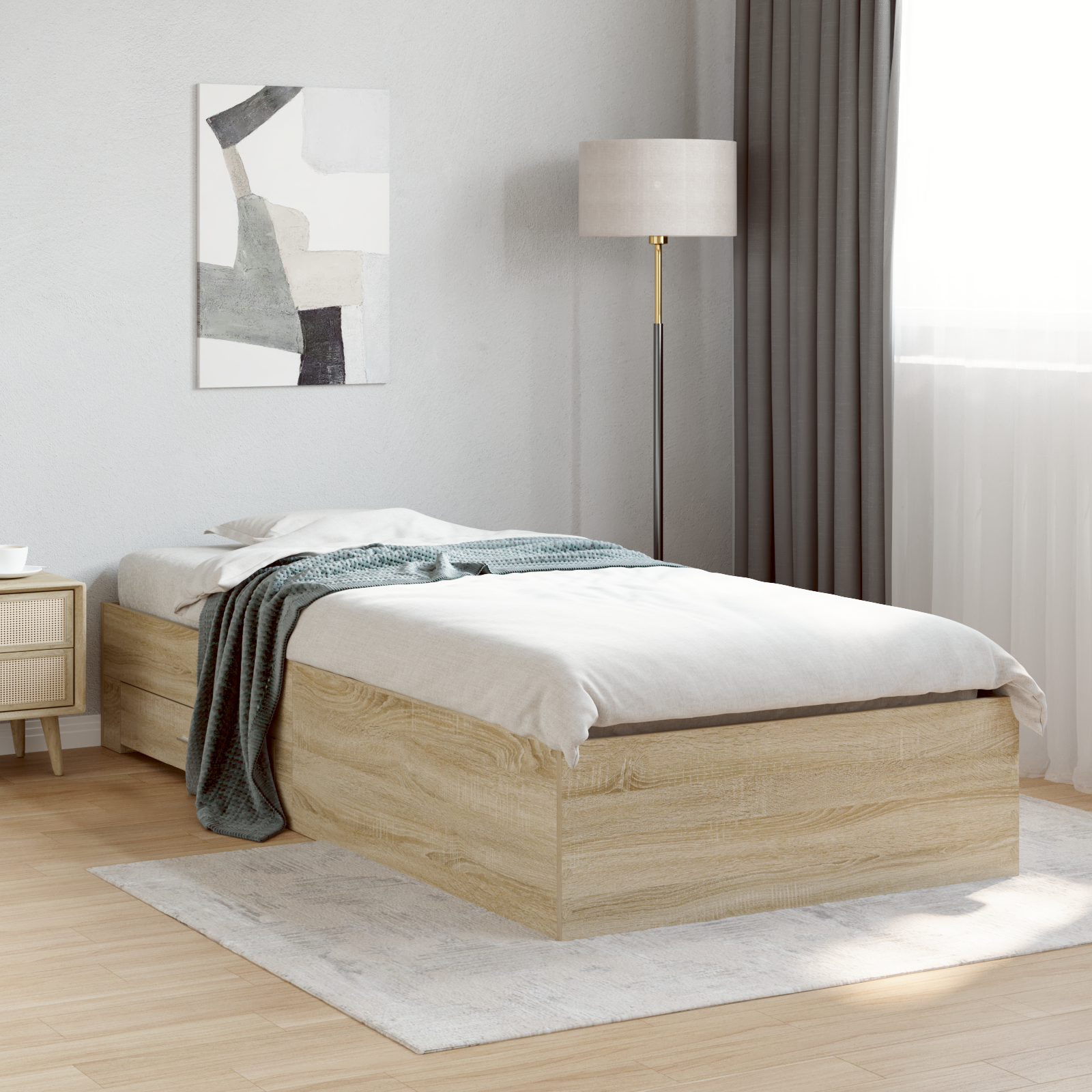 Bed Frame Sonoma Oak 90x190 cm Engineered Wood - Image 4