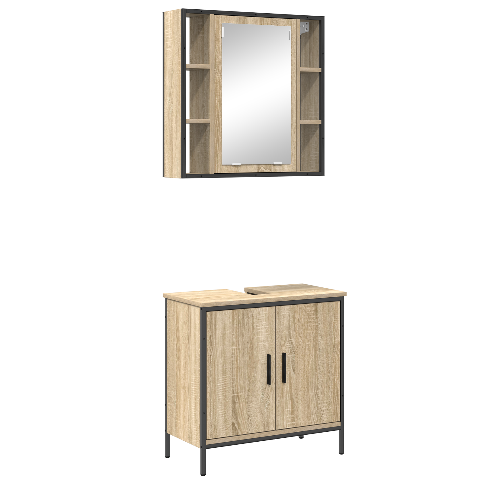 2 Piece Bathroom Furniture Set Sonoma Oak Engineered Wood - Image 2