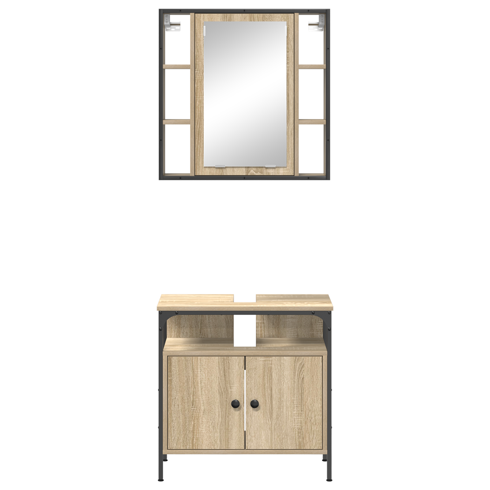 2 Piece Bathroom Cabinet Set Sonoma Oak Engineered Wood - Image 7