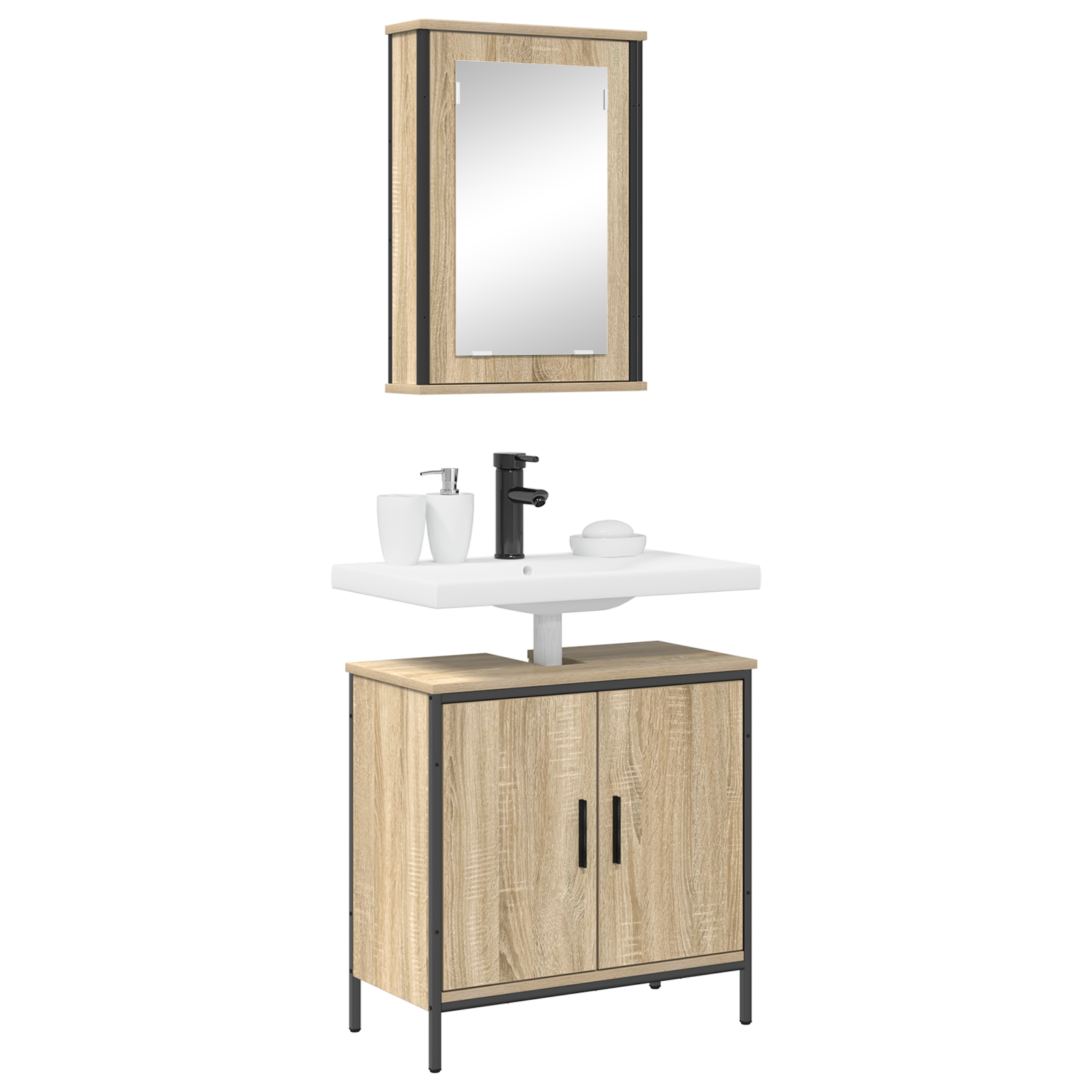 2 Piece Bathroom Furniture Set Sonoma Oak Engineered Wood - Image 3