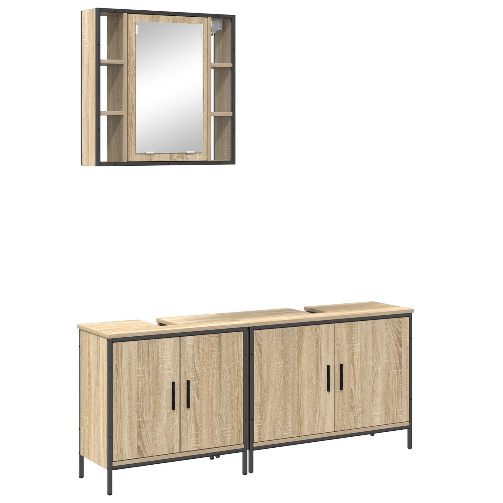 3 Piece Bathroom Furniture Set Sonoma Oak Engineered Wood - Image 2