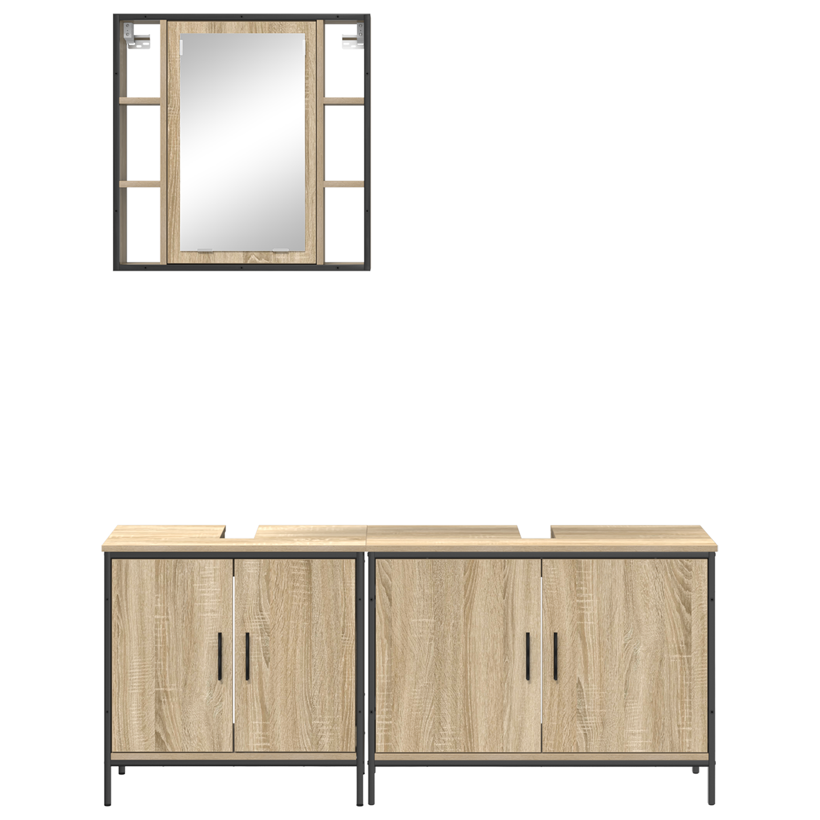 3 Piece Bathroom Furniture Set Sonoma Oak Engineered Wood - Image 8