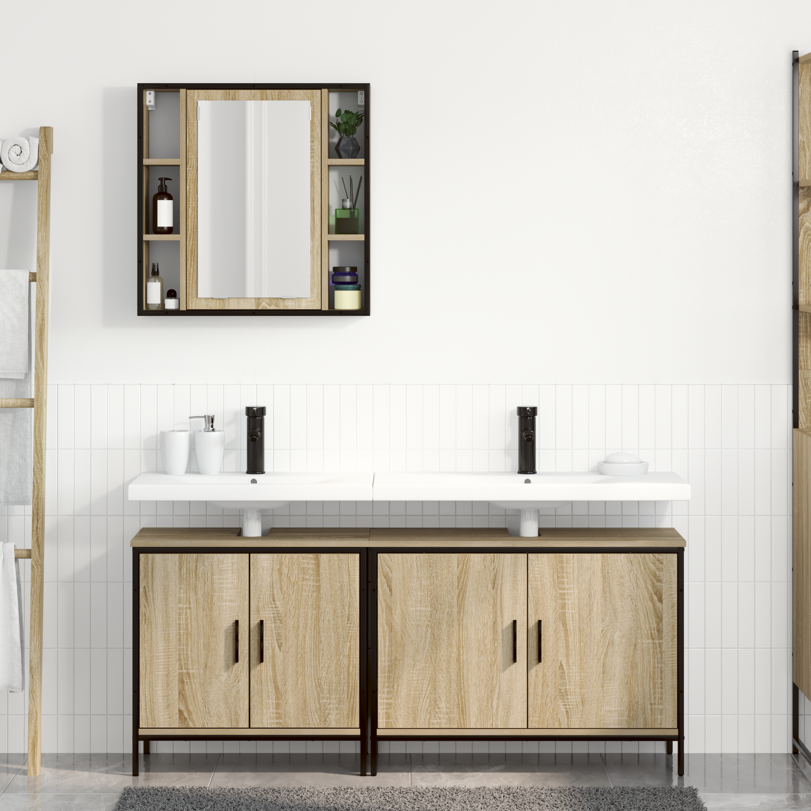 3 Piece Bathroom Furniture Set Sonoma Oak Engineered Wood - Image 4