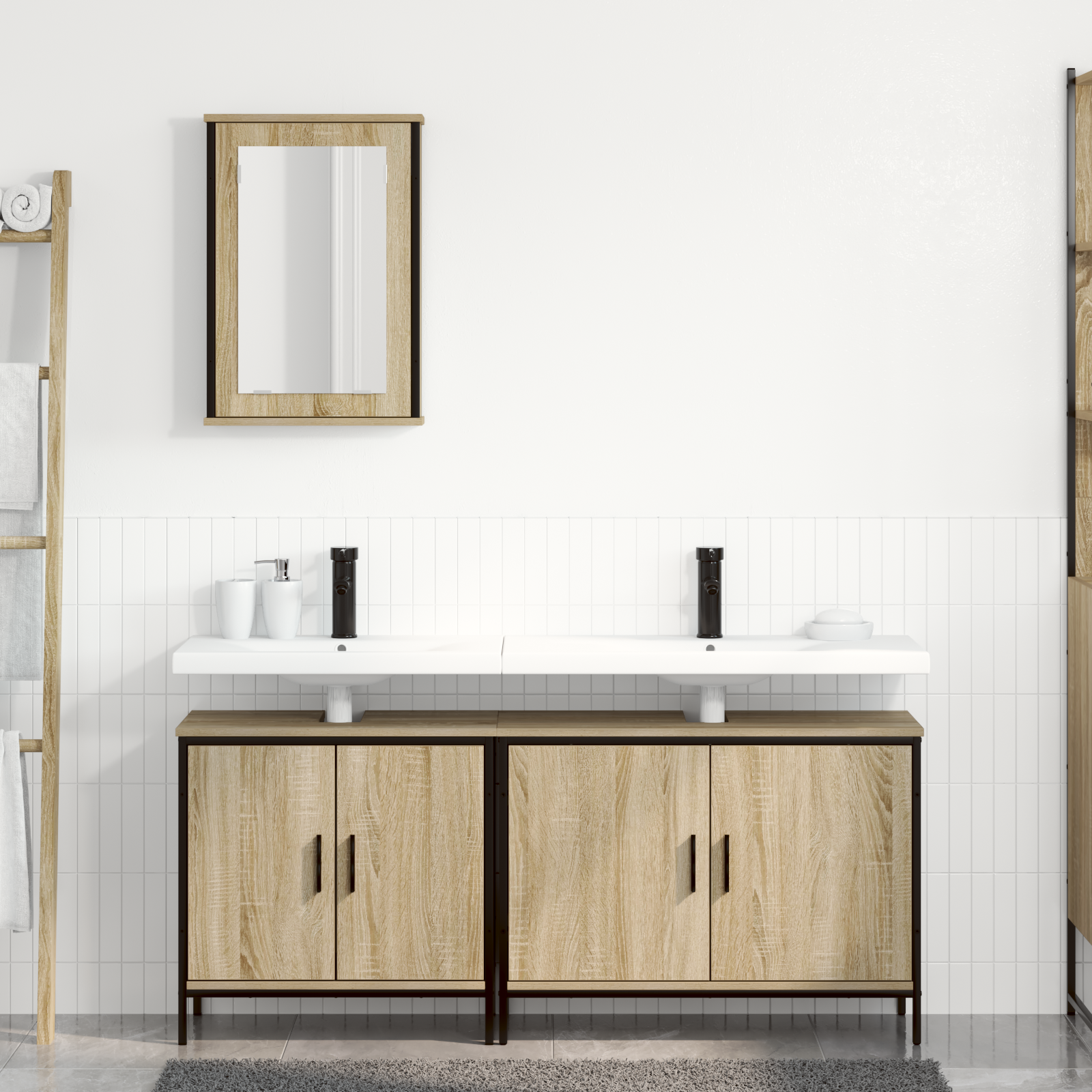 3 Piece Bathroom Furniture Set Sonoma Oak Engineered Wood - Image 4