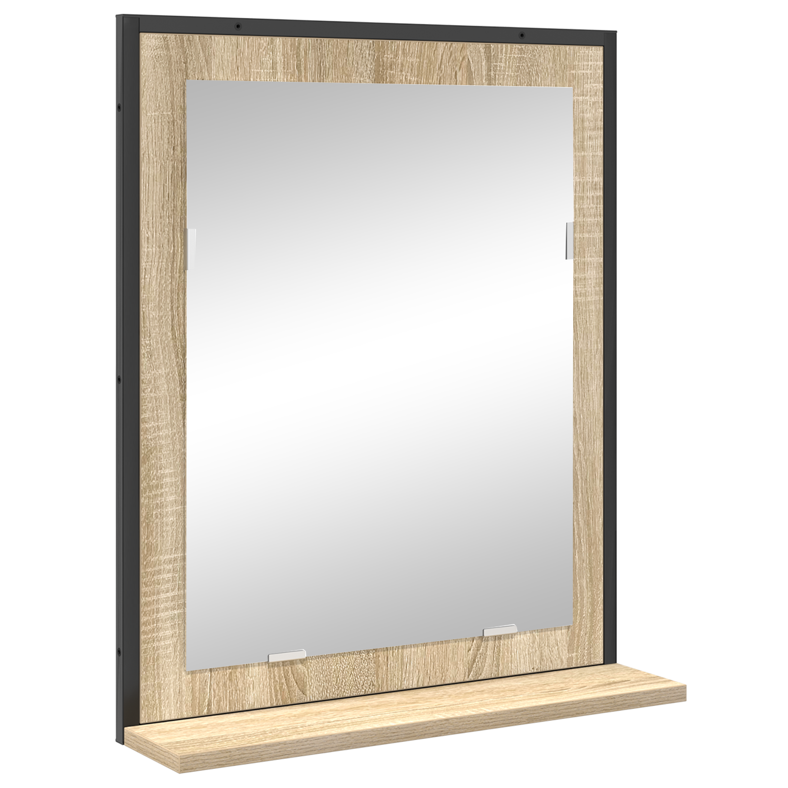 3 Piece Bathroom Furniture Set Sonoma Oak Engineered Wood, vidaXL Bathroom Mirror with Shelf Sonoma Oak 50x12x60 cm Engineered Wood - Image 5