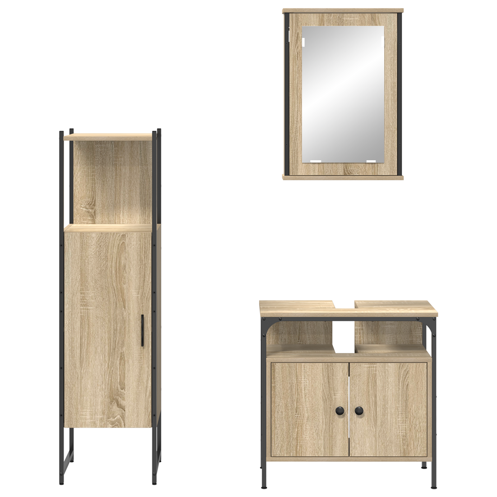 3 Piece Bathroom Furniture Set Sonoma Oak Engineered Wood - Image 8