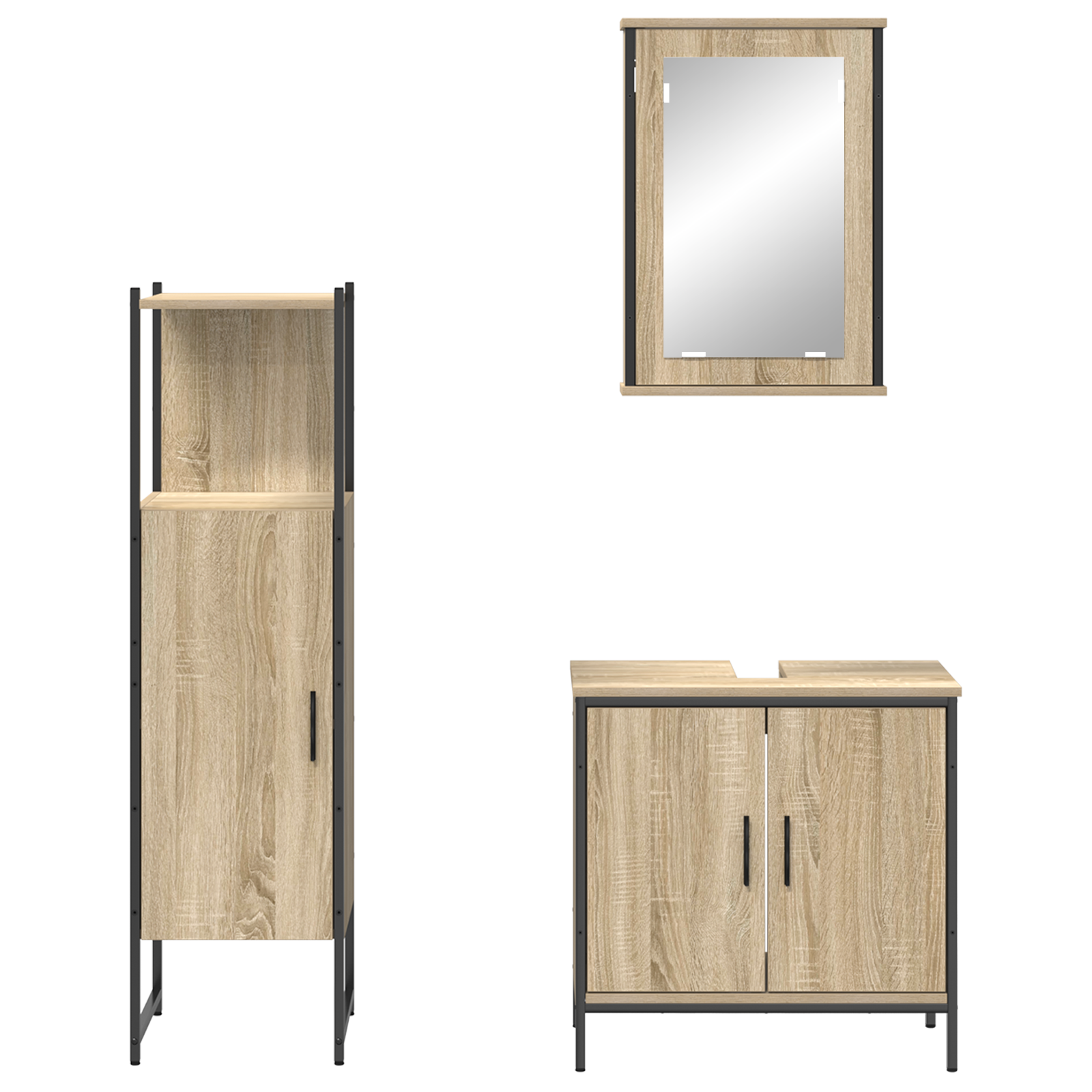 3 Piece Bathroom Furniture Set Sonoma Oak Engineered Wood - Image 8