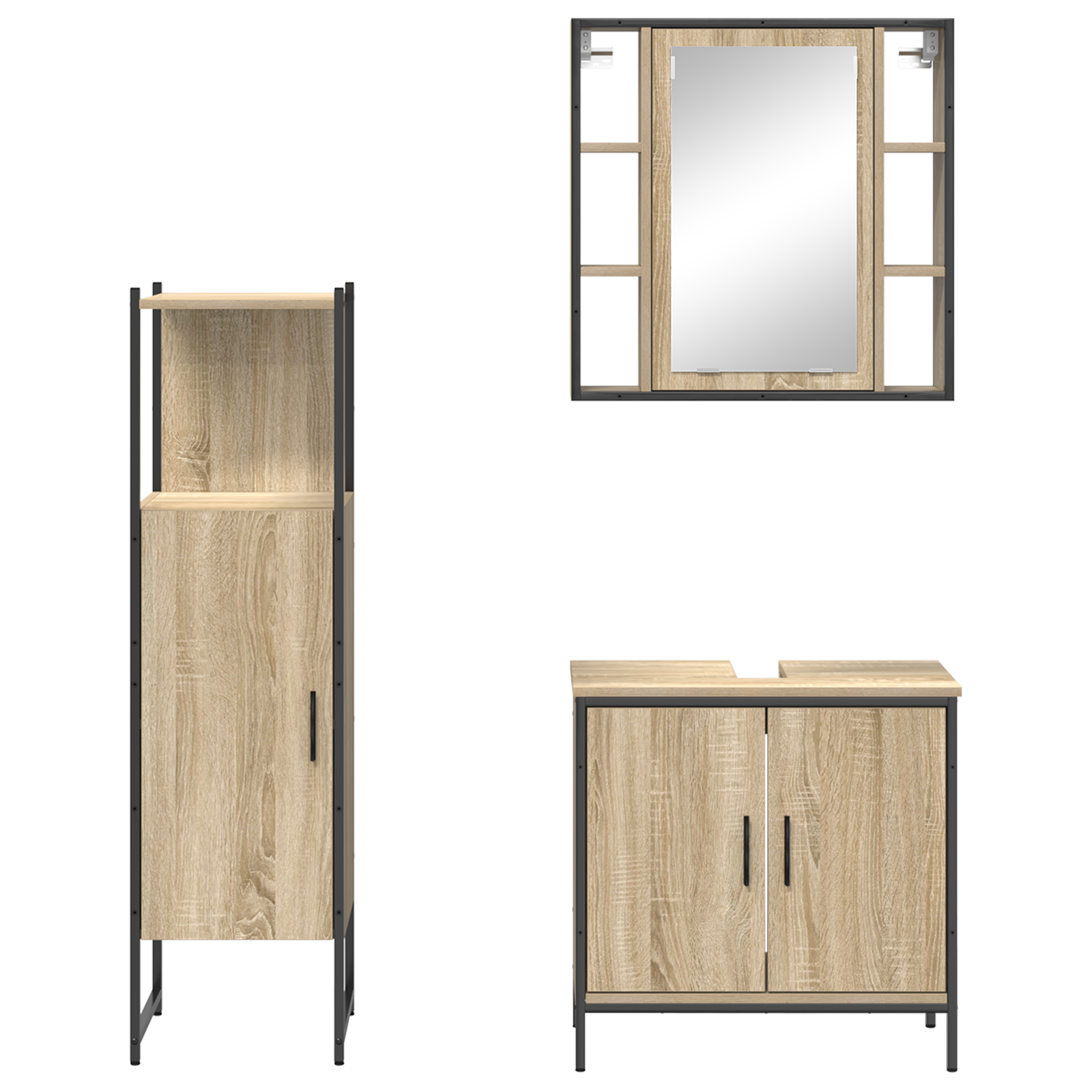 3 Piece Bathroom Furniture Set Sonoma Oak Engineered Wood - Image 8