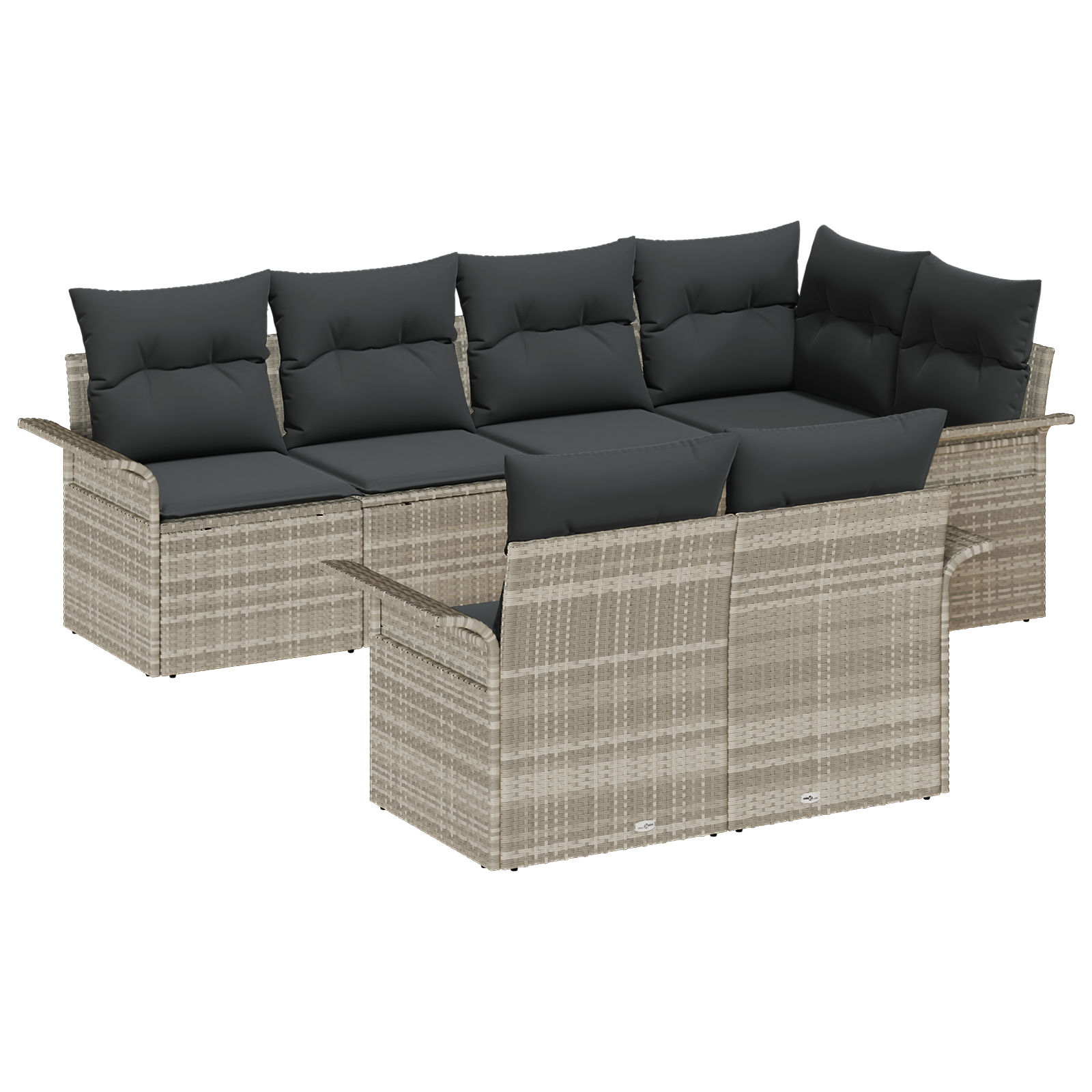 комплект от 7 части с възглавници светлосив полиратан - Image 2