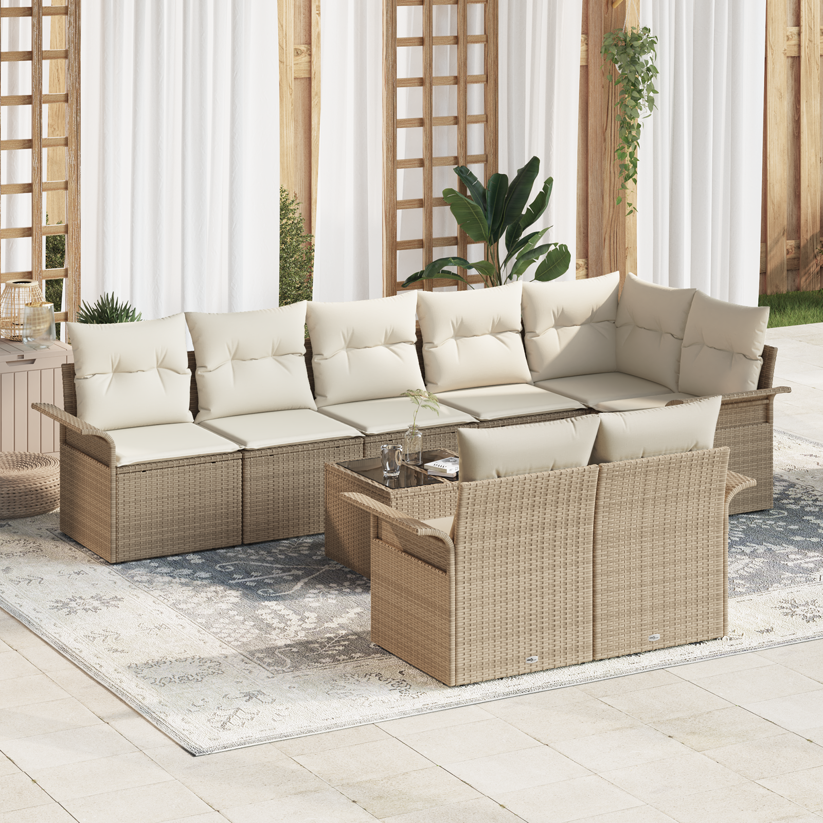 Thumbnail - vidaXL 9-teiliger Garten Sofa Set mit Kissen Braun Poly Rattan