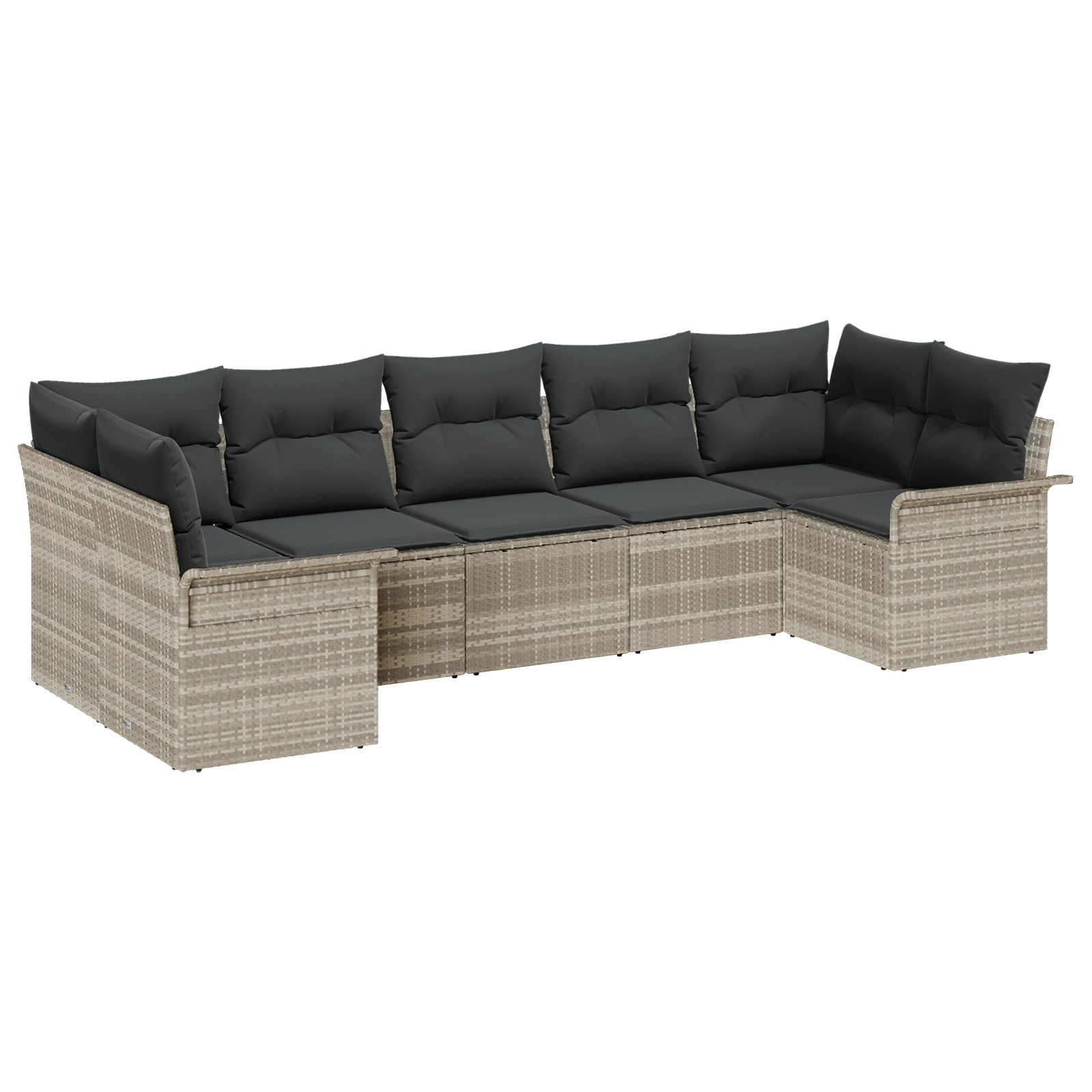 Thumbnail - vidaXL 7-tlg. Garten-Sofagarnitur mit Kissen Hellgrau Poly Rattan