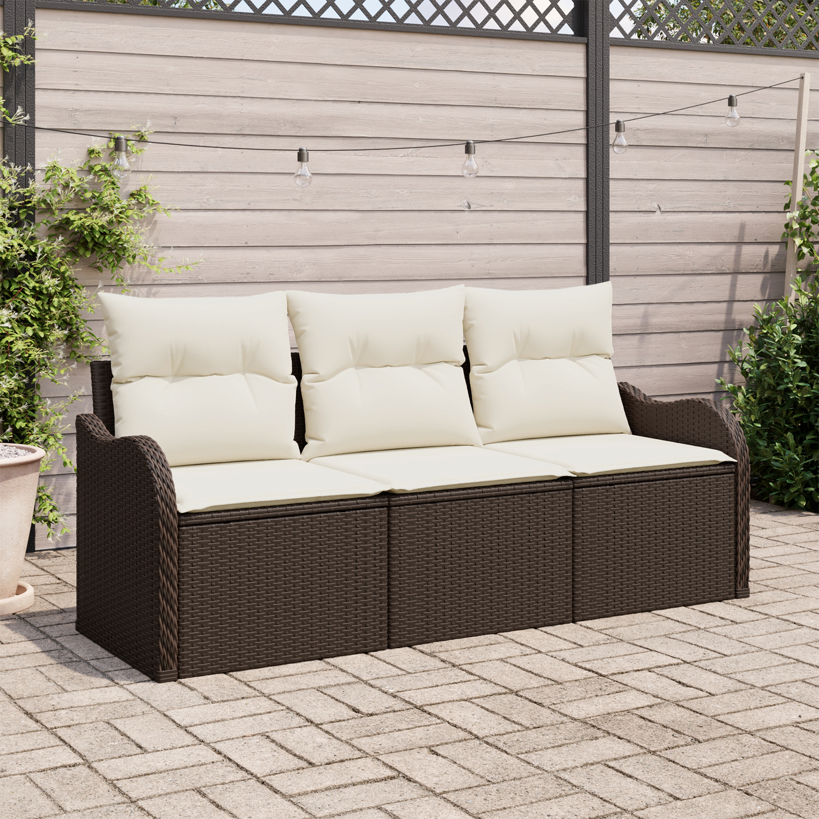 Комплект Garden Sofa от  с възглавници Кафяв Полираатан