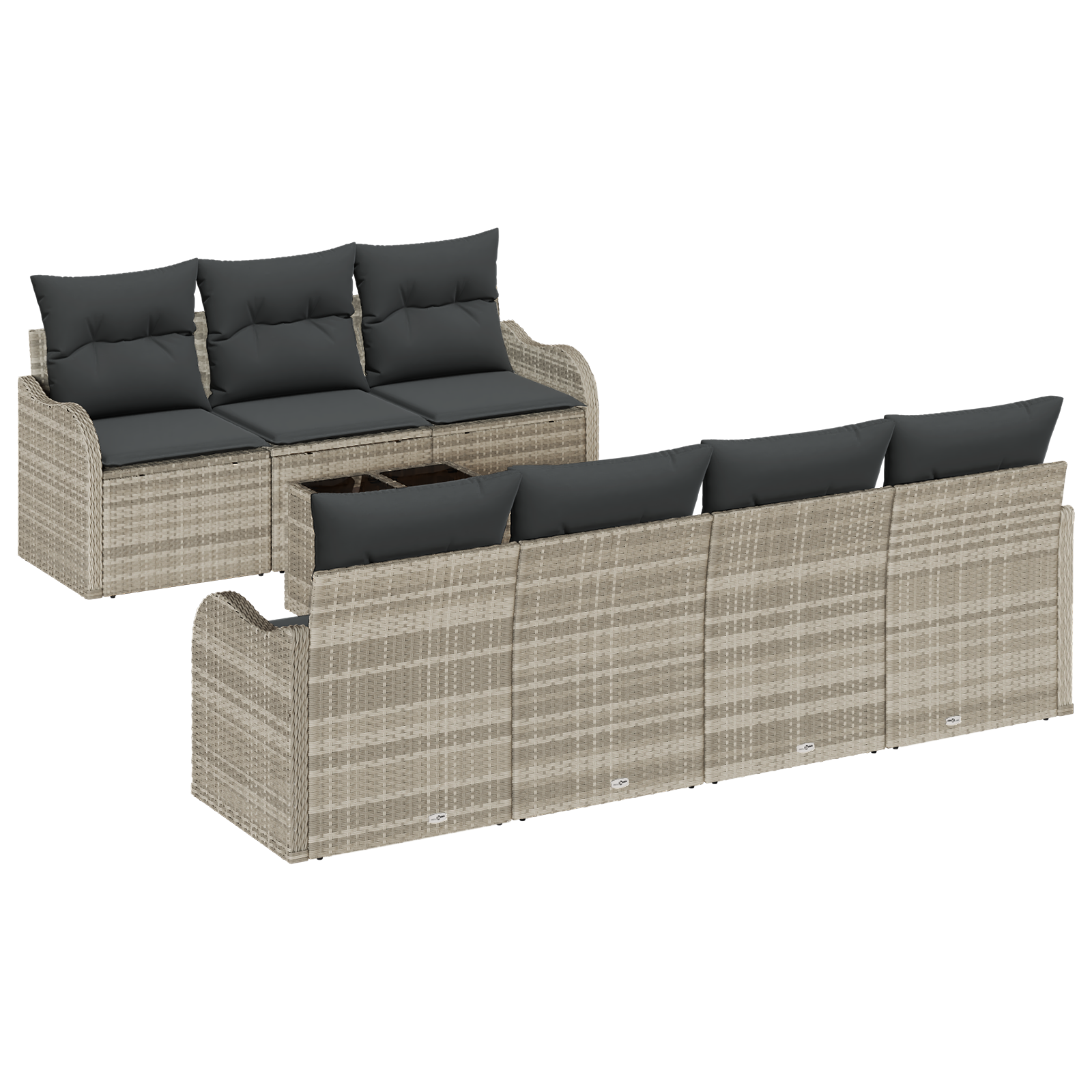8-teiliges Garten Sofa Set mit Kissen in Hellgrau Poly Rattan – Bild 2