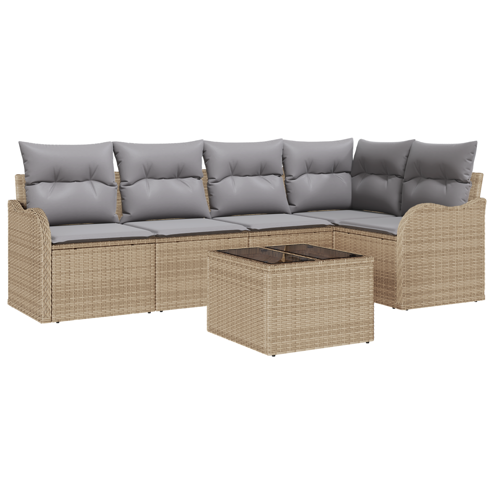 комплект градински диван с калъфи черен полиратан, vidaXL двоен градински диван с калъфи бежов полиратан - Image 2