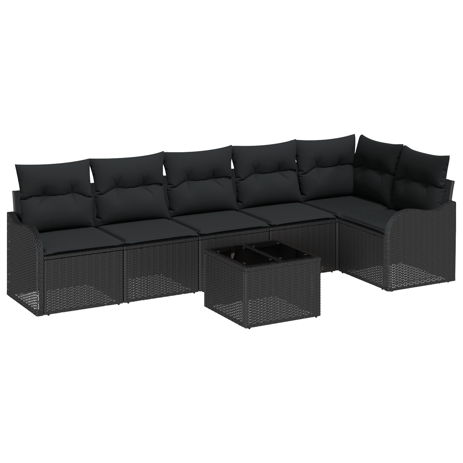 7 частен градински диван с възглавници бежов полиратан, vidaXL 2-местен градински диван с възглавници черен полиратан - Image 2