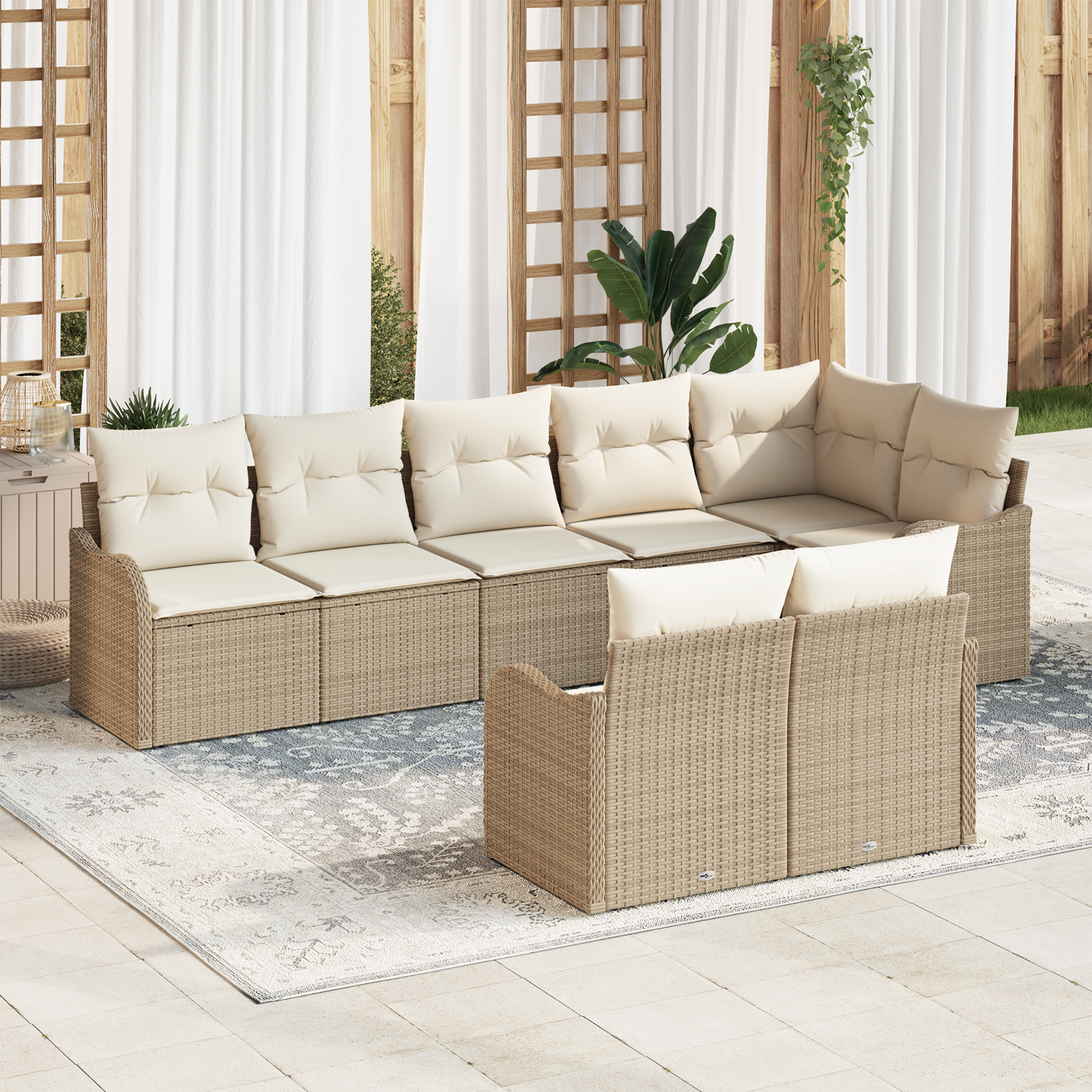 Thumbnail - vidaXL 8-teiliges Garten-Sofa-Set mit Kissen in beige Poly-Rattan