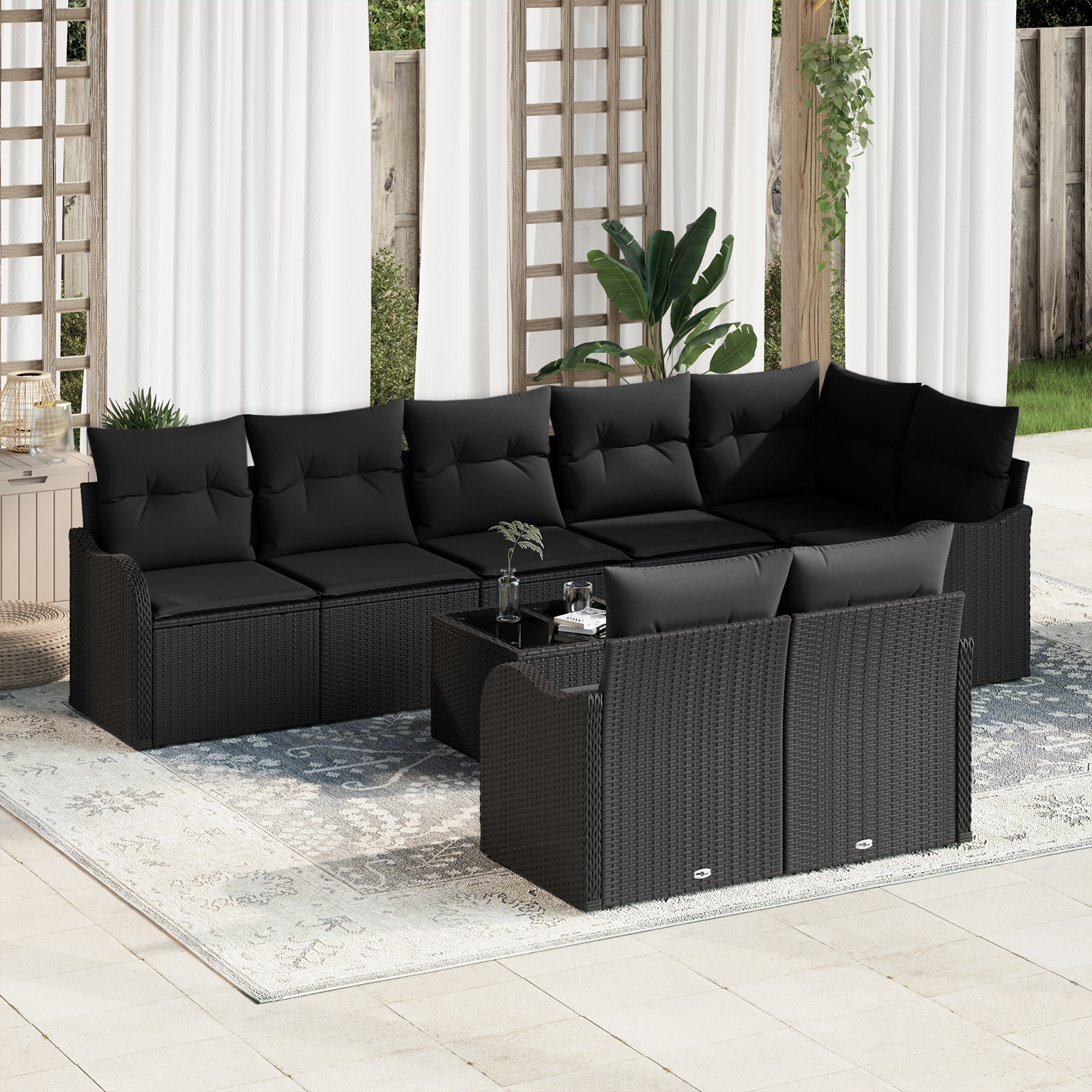 Thumbnail - vidaXL 9-Teiliges Gartensofa-Set mit Kissen Beige Poly-Rattan