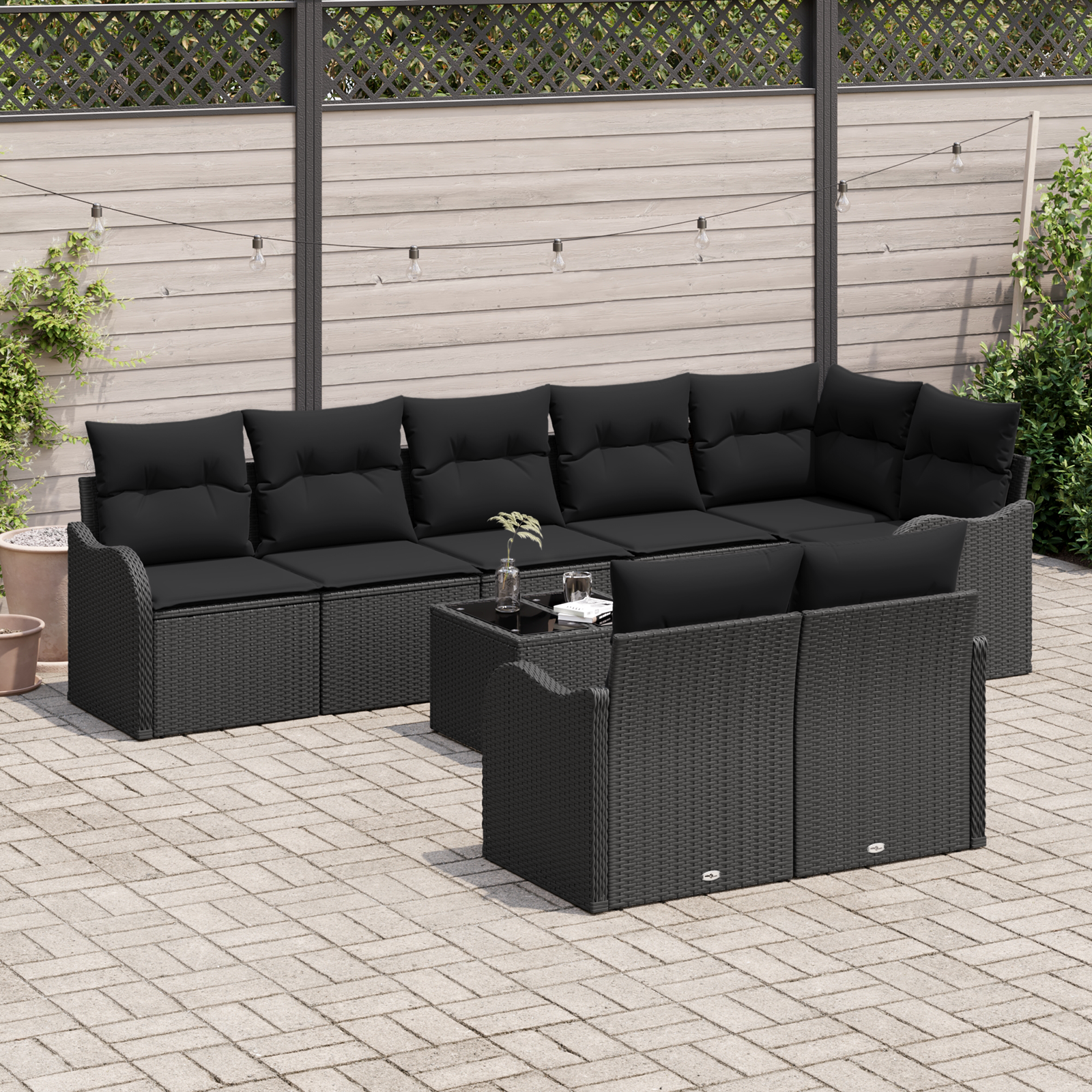 Thumbnail - vidaXL 9-Teiliges Gartensofa-Set mit Kissen Beige Poly-Rattan