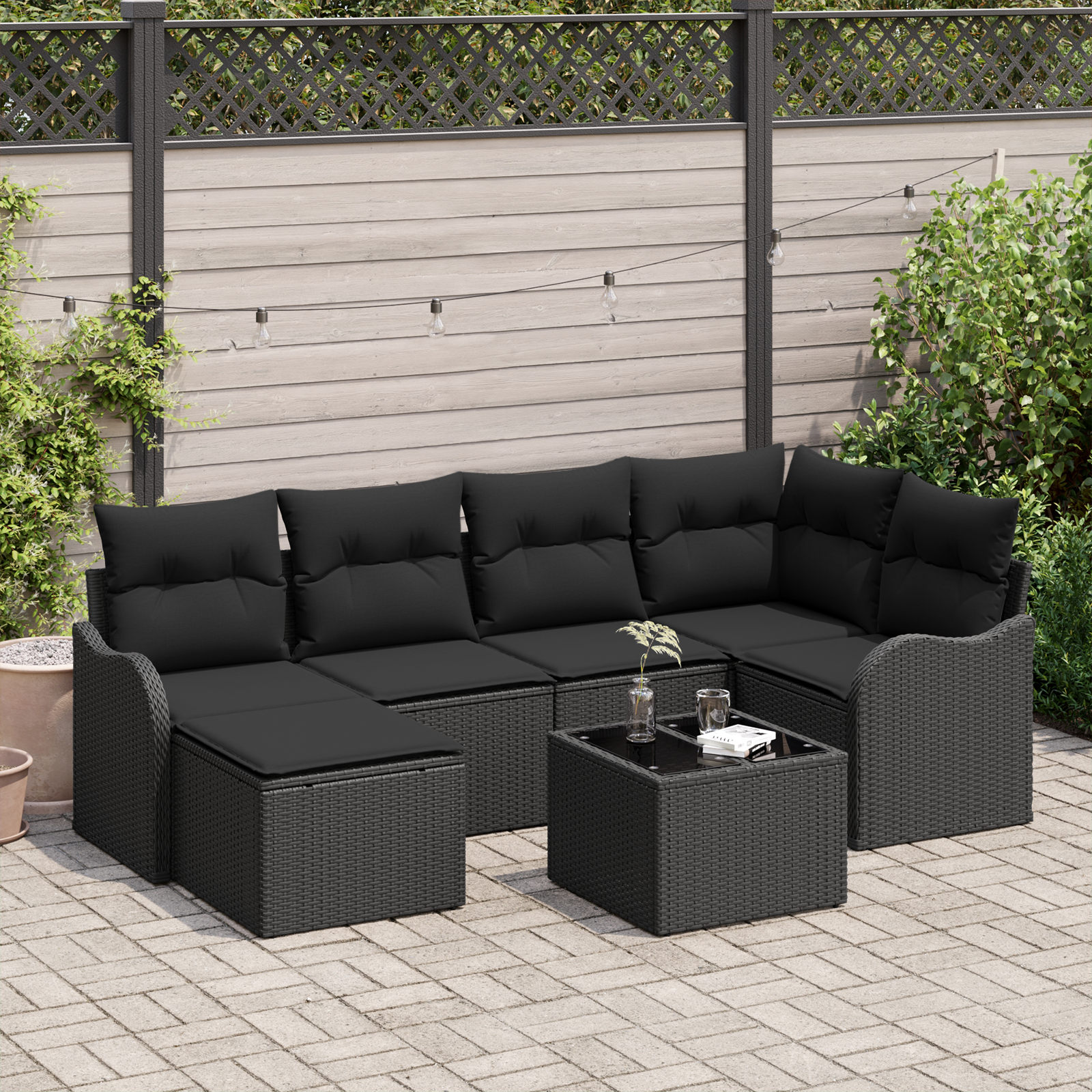 Thumbnail - vidaXL 7-teiliges Garten-Sofaset mit Kissen Beige Poly Rattan