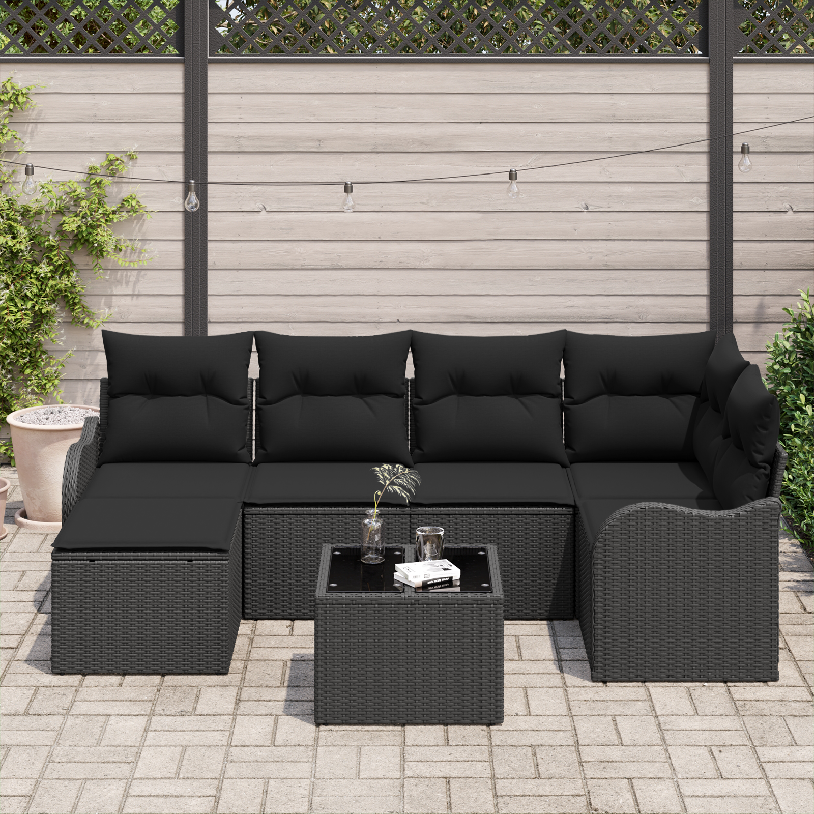 Thumbnail - vidaXL 7-teiliges Garten-Sofaset mit Kissen Beige Poly Rattan