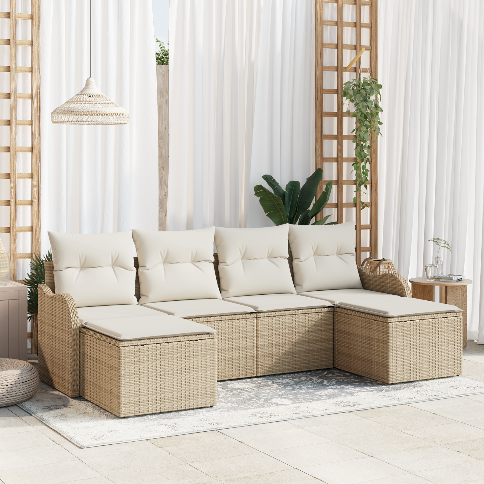 Thumbnail - vidaXL 6-teiliges Garten Sofa Set mit Kissen Beige Poly Rattan