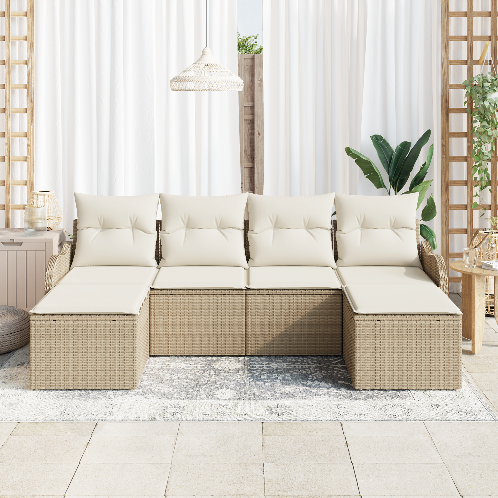 Thumbnail - vidaXL 6-teiliges Garten Sofa Set mit Kissen Beige Poly Rattan