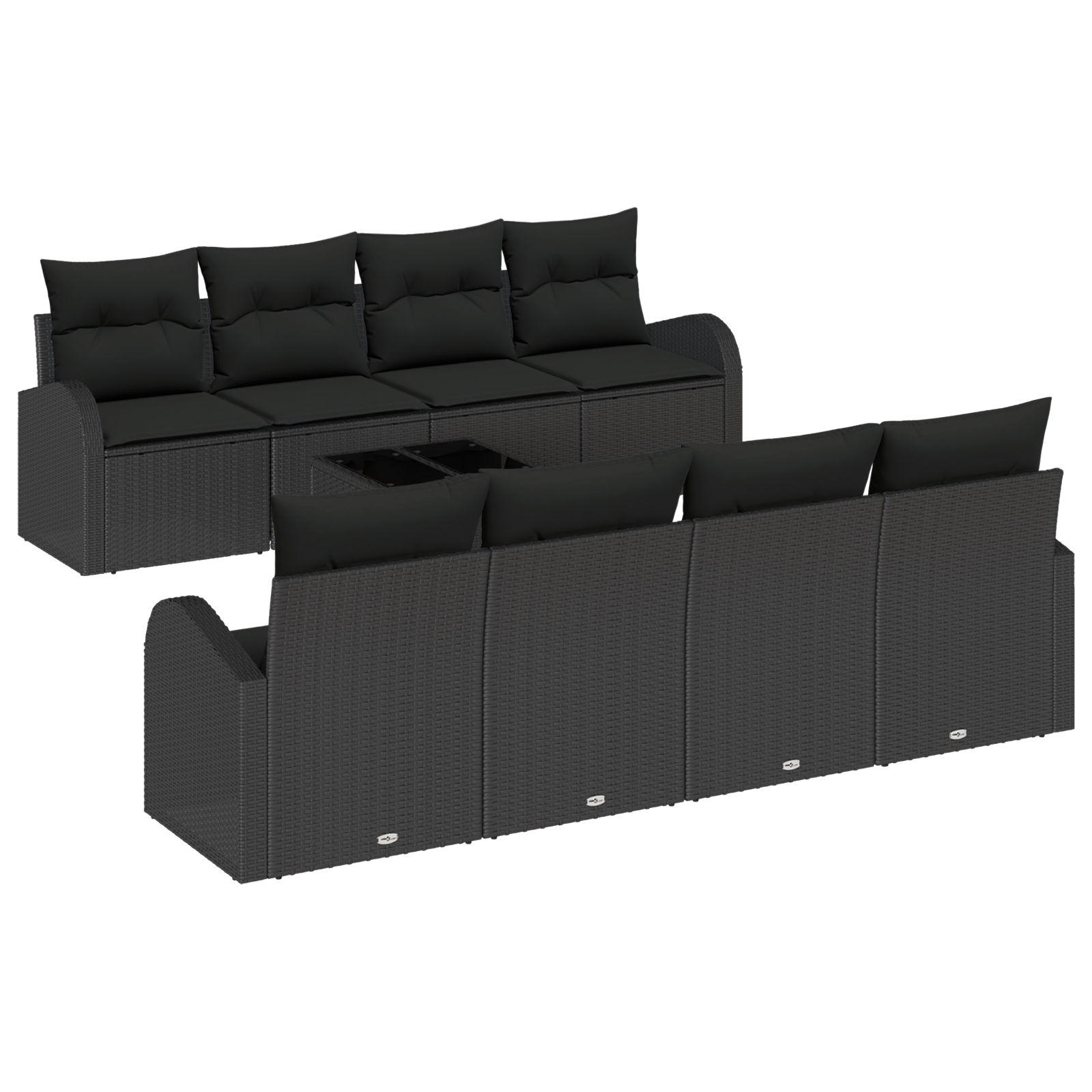 Thumbnail - vidaXL 9-teiliges Garten-Sofa-Set mit Kissen in Schwarz Poly-Rattan