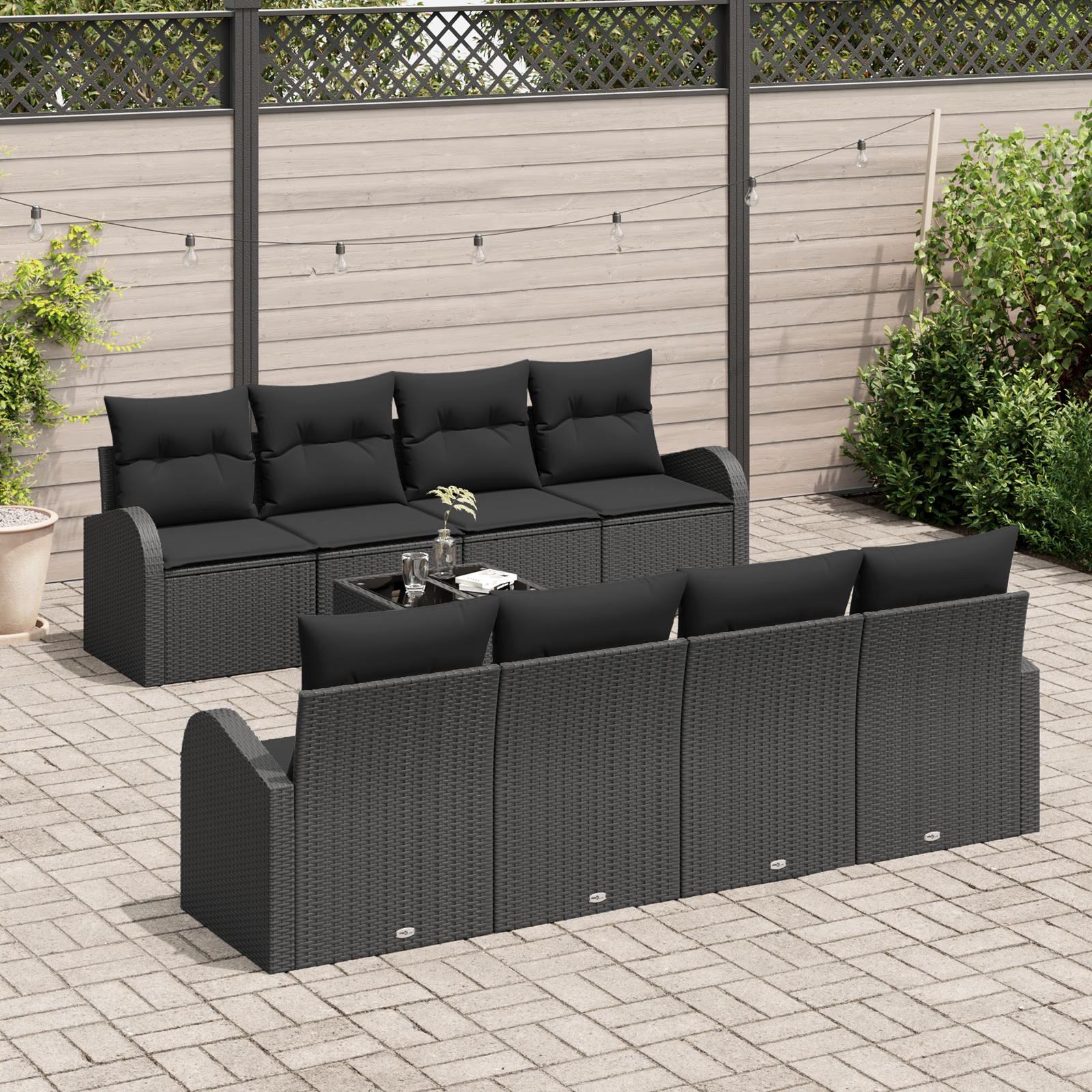 Thumbnail - vidaXL 9-teiliges Garten-Sofa-Set mit Kissen in Schwarz Poly-Rattan