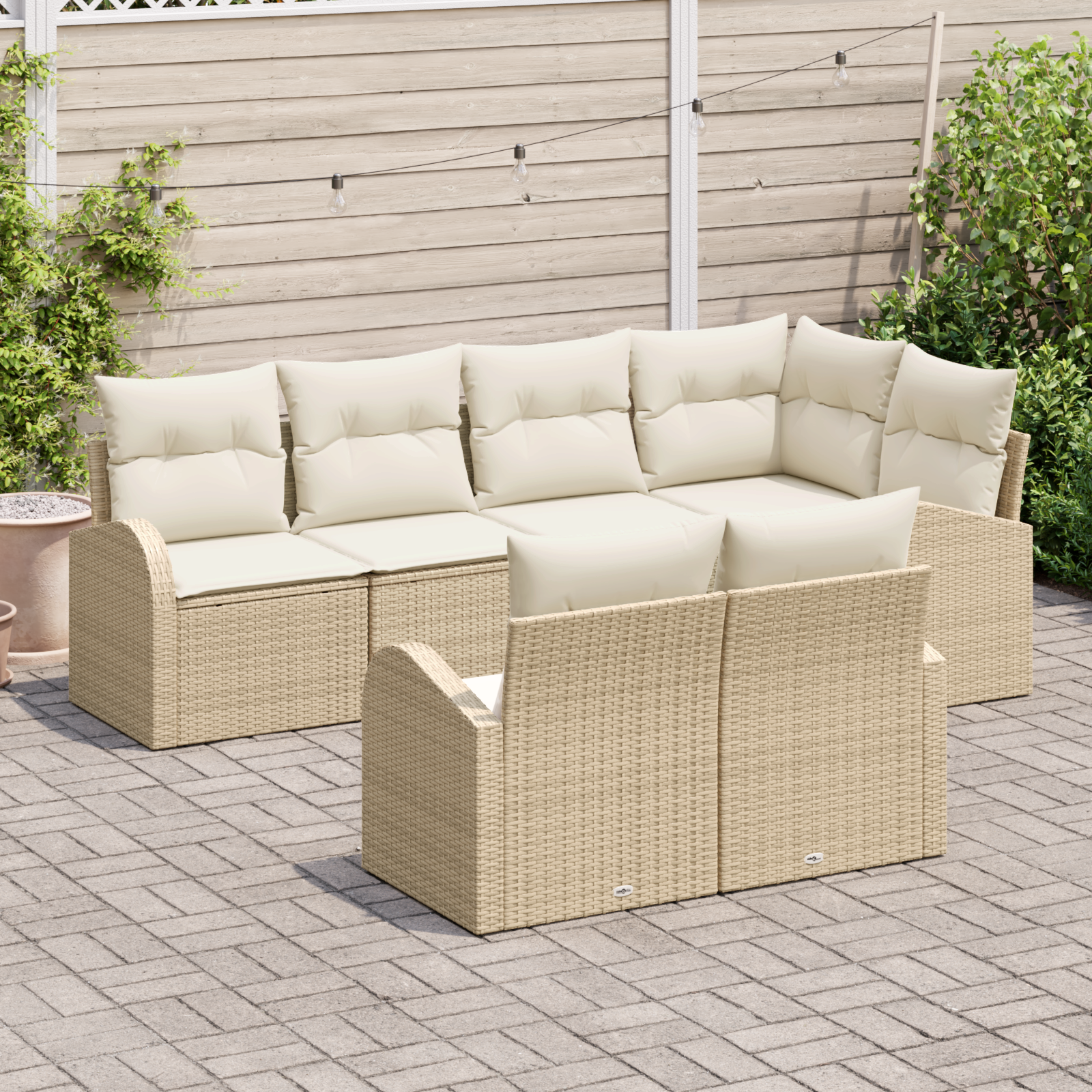 Thumbnail - vidaXL 7-teiliges Garten Sofa Set mit Kissen Beige Poly Rattan